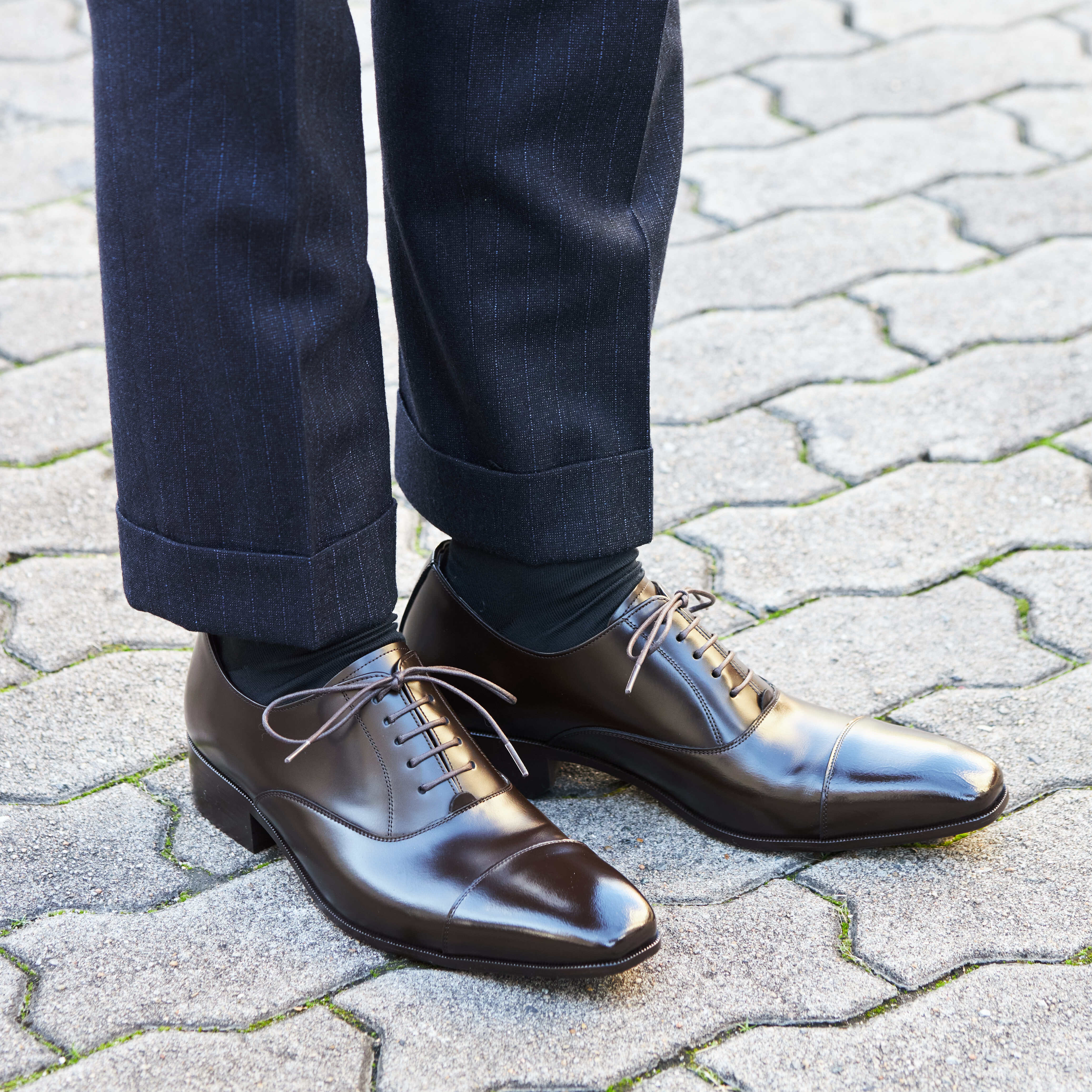 6cmUP シークレットシューズ〉ストレートチップ／茶 | 6cmアップの