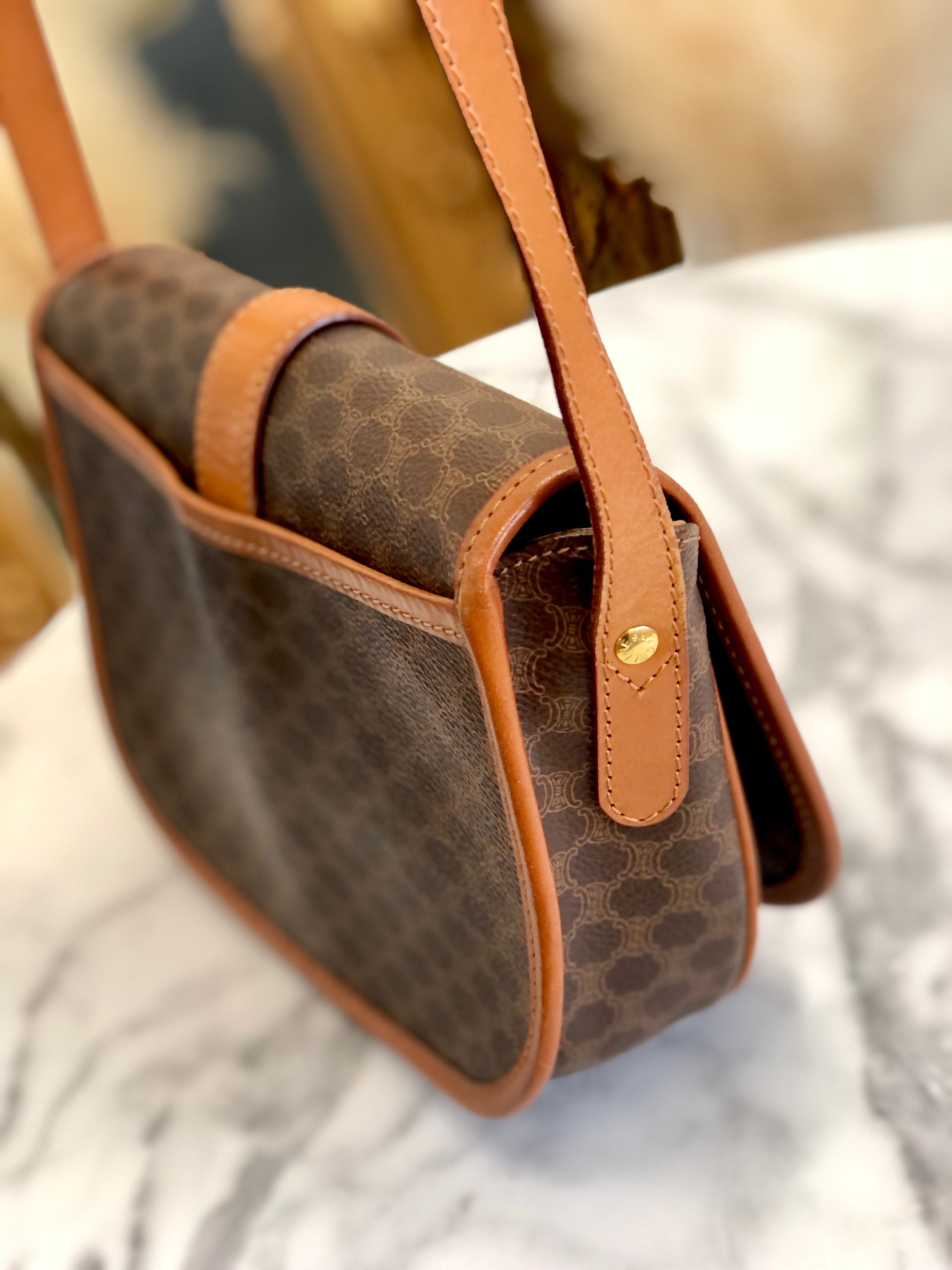 CELINE セリーヌ マカダム フロントベルト フラップ ショルダーバッグ