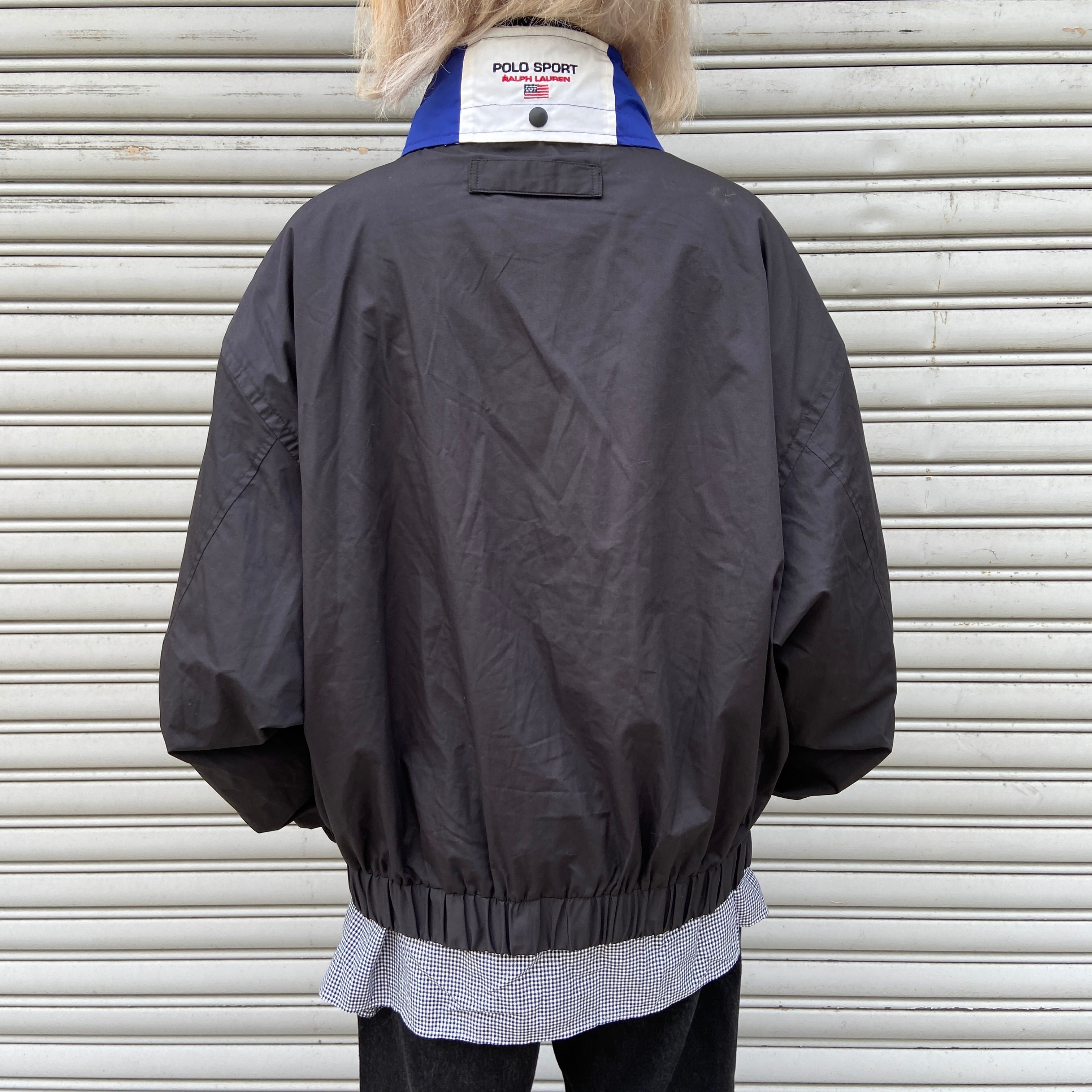 90s USA ポロスポーツ ラルフローレン ナイロンジャケット 黒 XXL