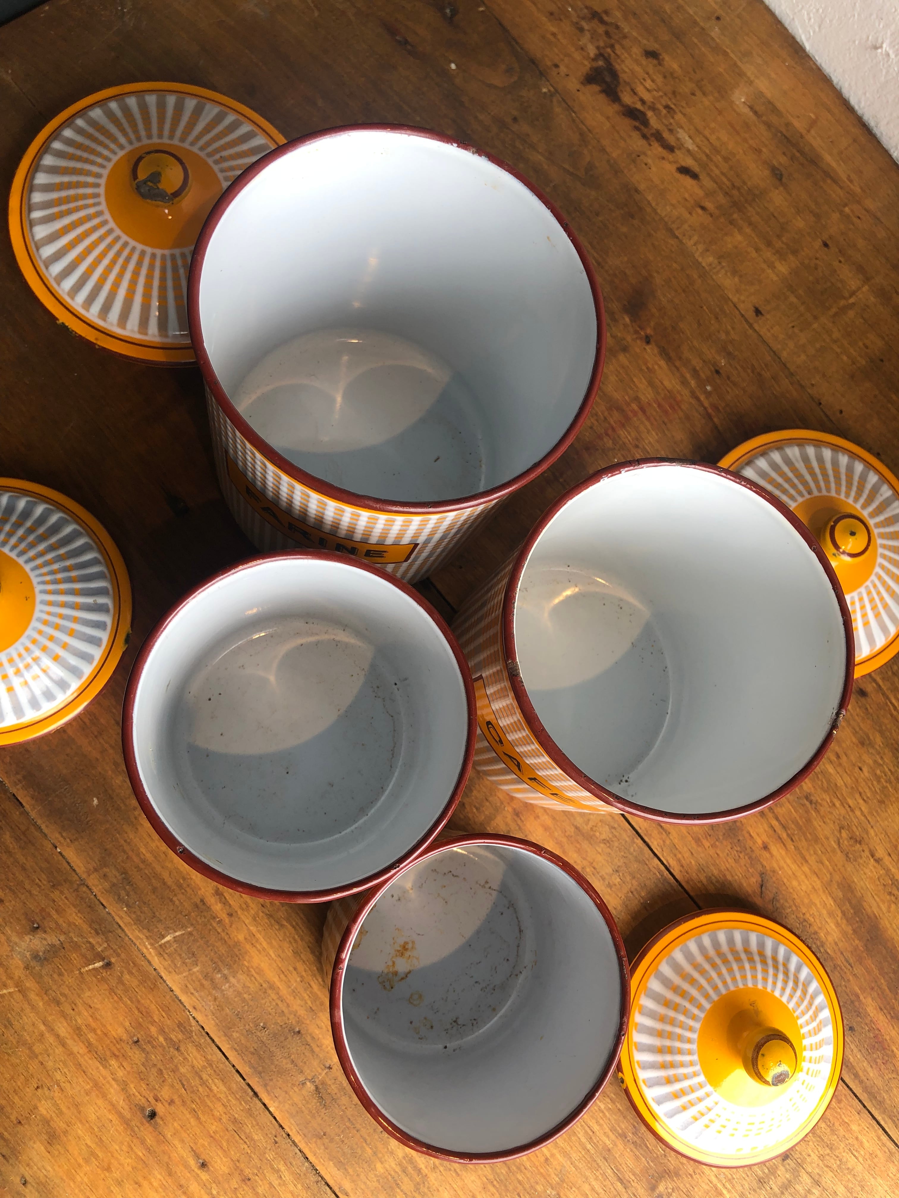 フランス B.B社 キャニスターセット ホーロー イエロー | Brocante de