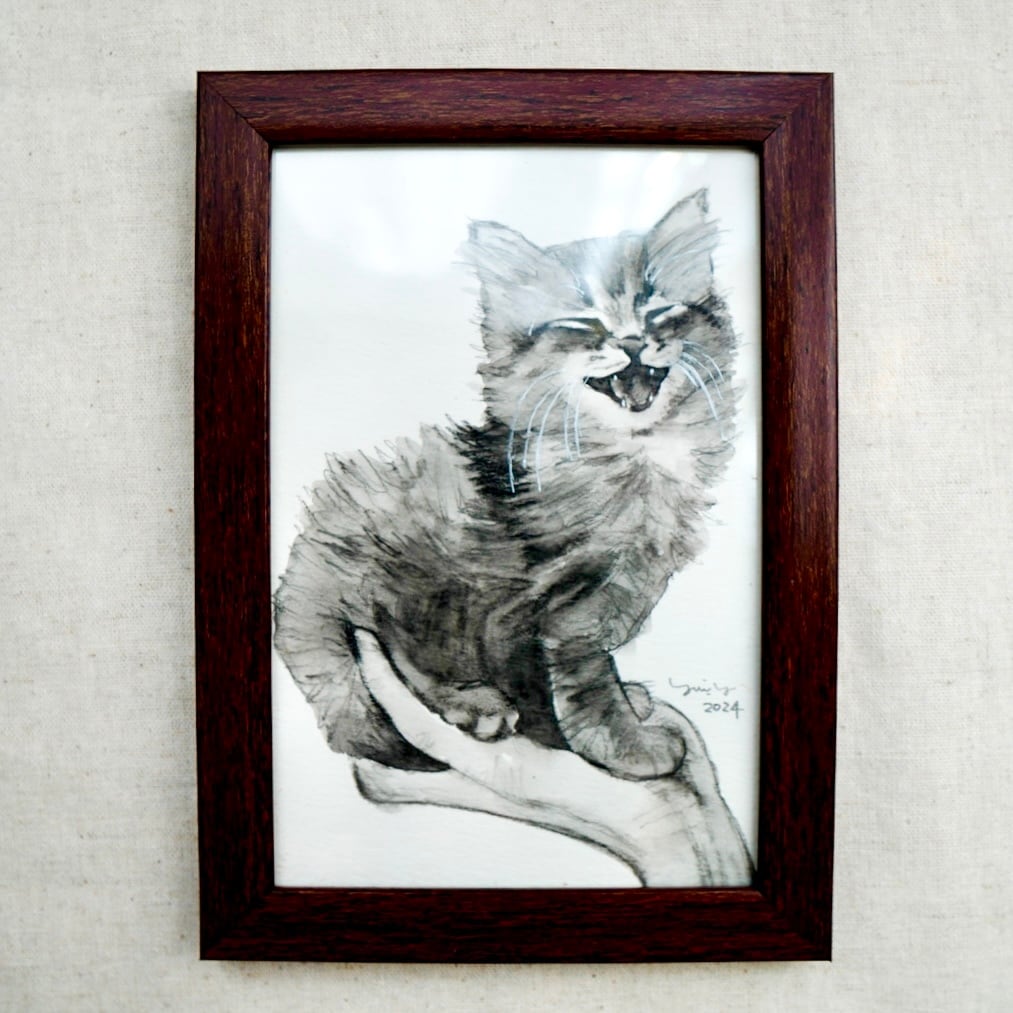 絵画 原画 up the tempo 2016 猫 現代アート 絵画 原画 up the tempo