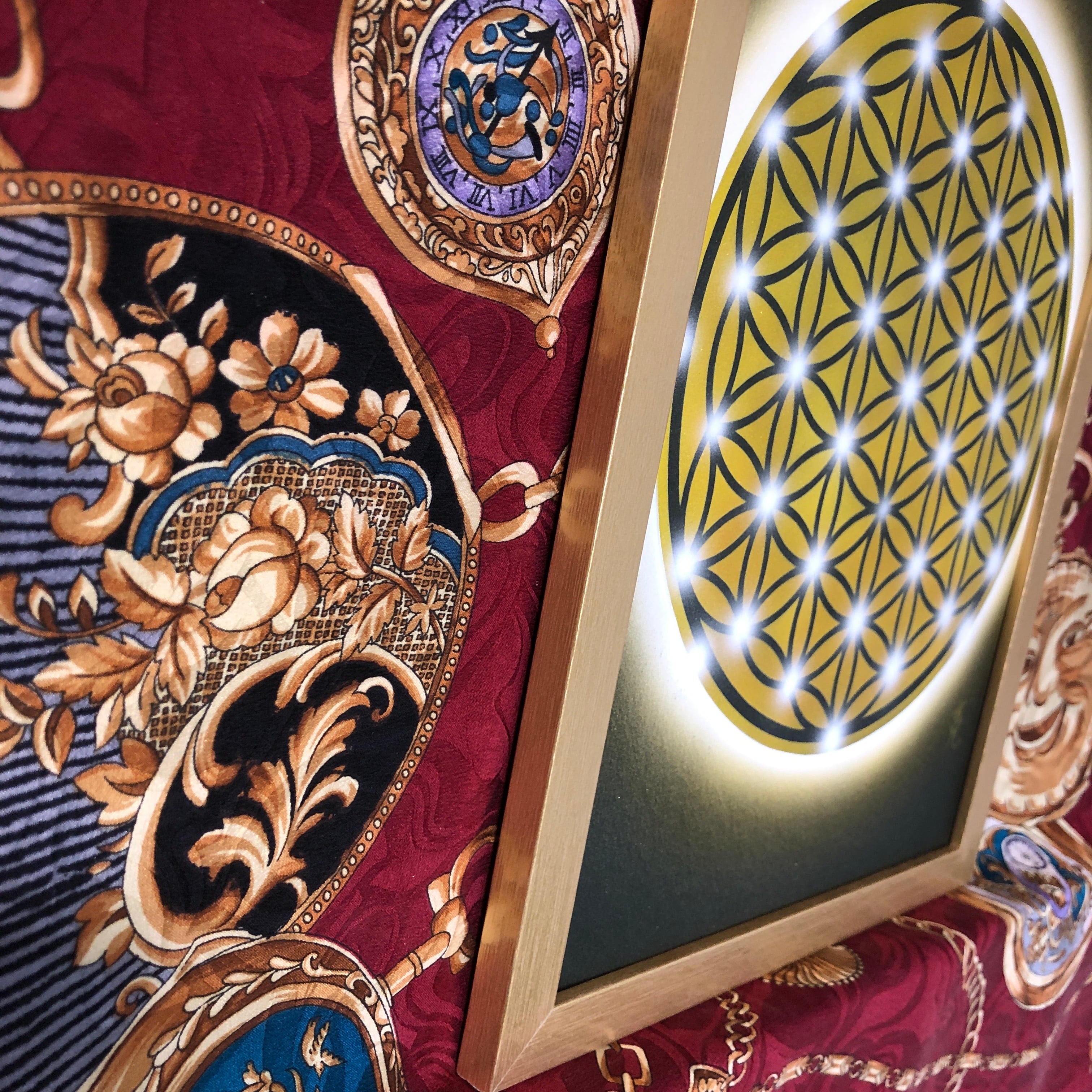 曼陀羅アート神聖幾何学模様☆フラワーオブライフ F3キャンバス 高波動