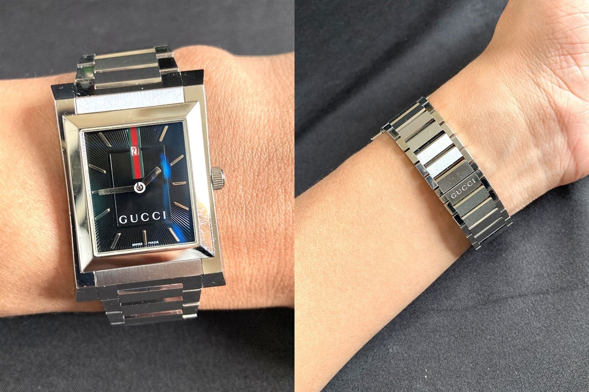 GUCCI グッチ 時計 定価17万 メンズ シェリーライン スクエア シルバー