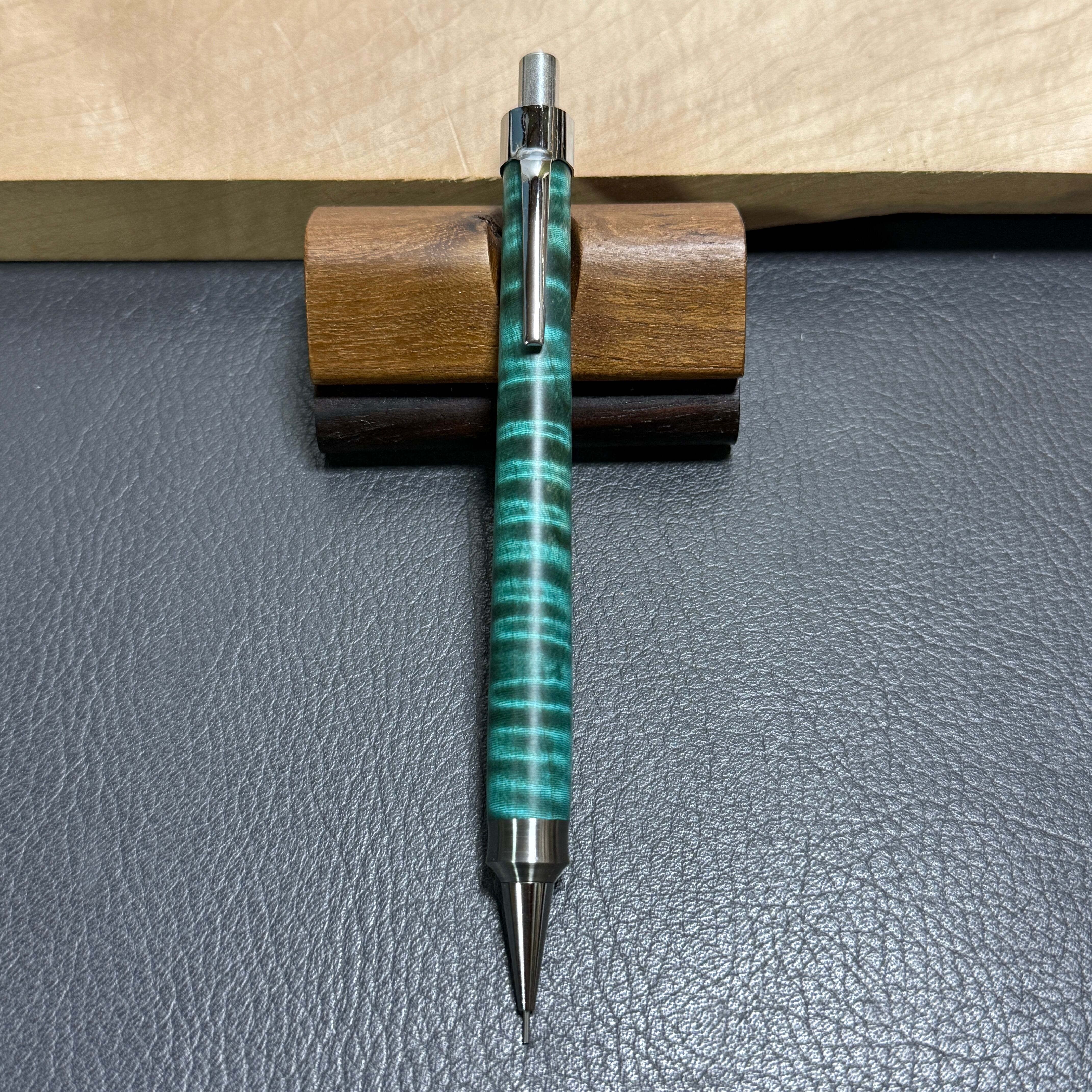 358栃縮杢スタビ 木製シャーペン 強低重心ダブルR ステンレス | handwood