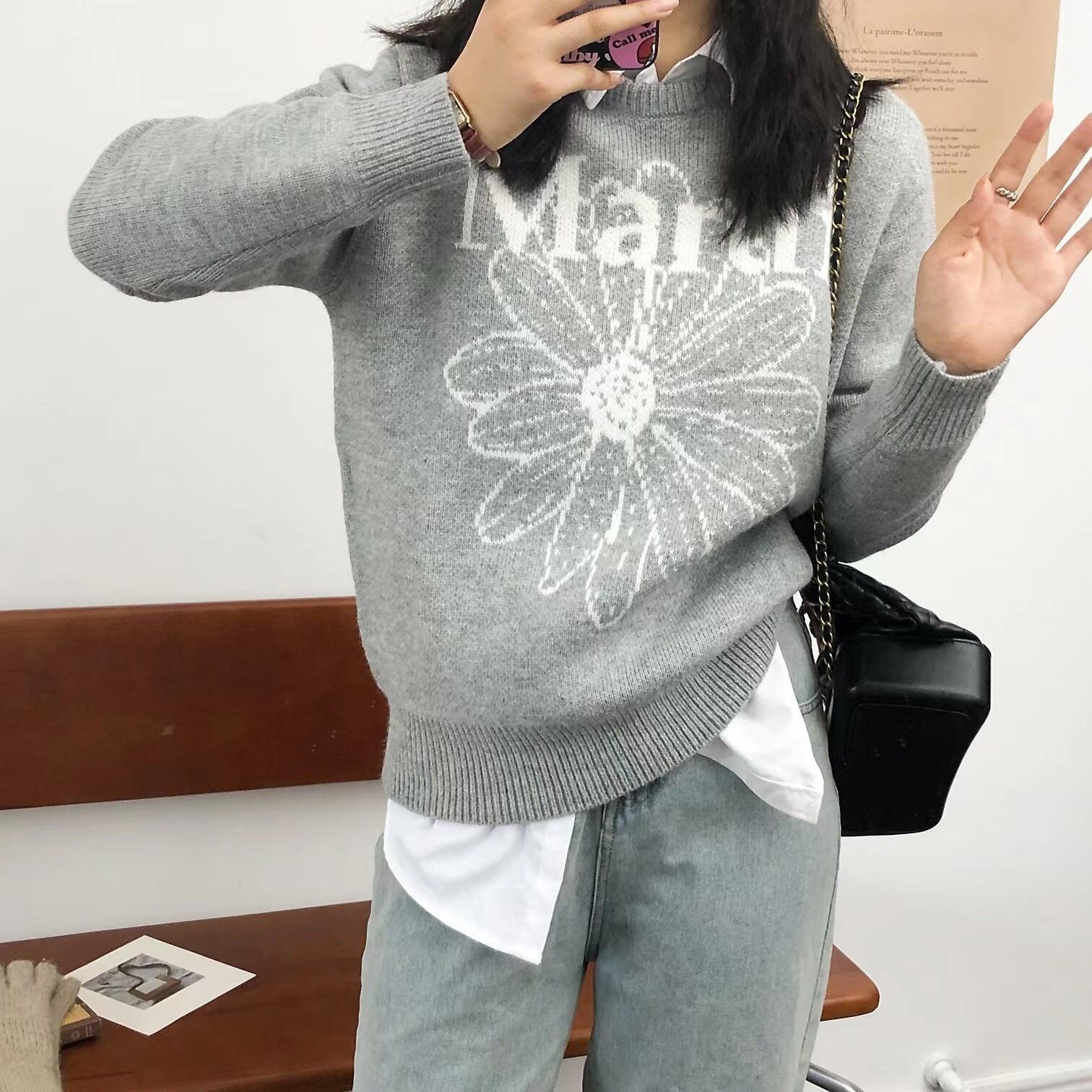 送料込み】Mardi Mercredi セーター CASHMERE BLENDED FLOWER