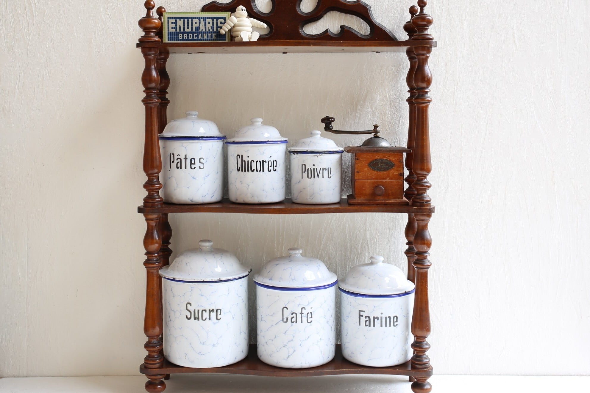 フランス アンティーク ホーロー キャニスター 6個セット N-06129