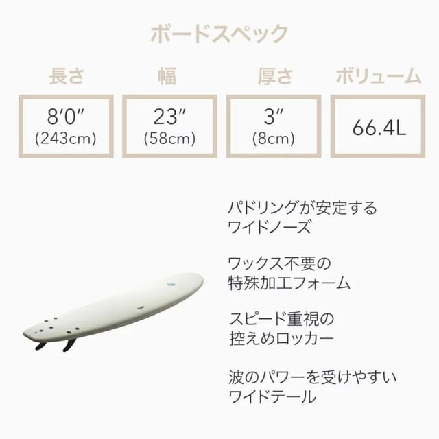 Beach Access ビーチアクセス ソフトボード サーフボード 8'0” 66L
