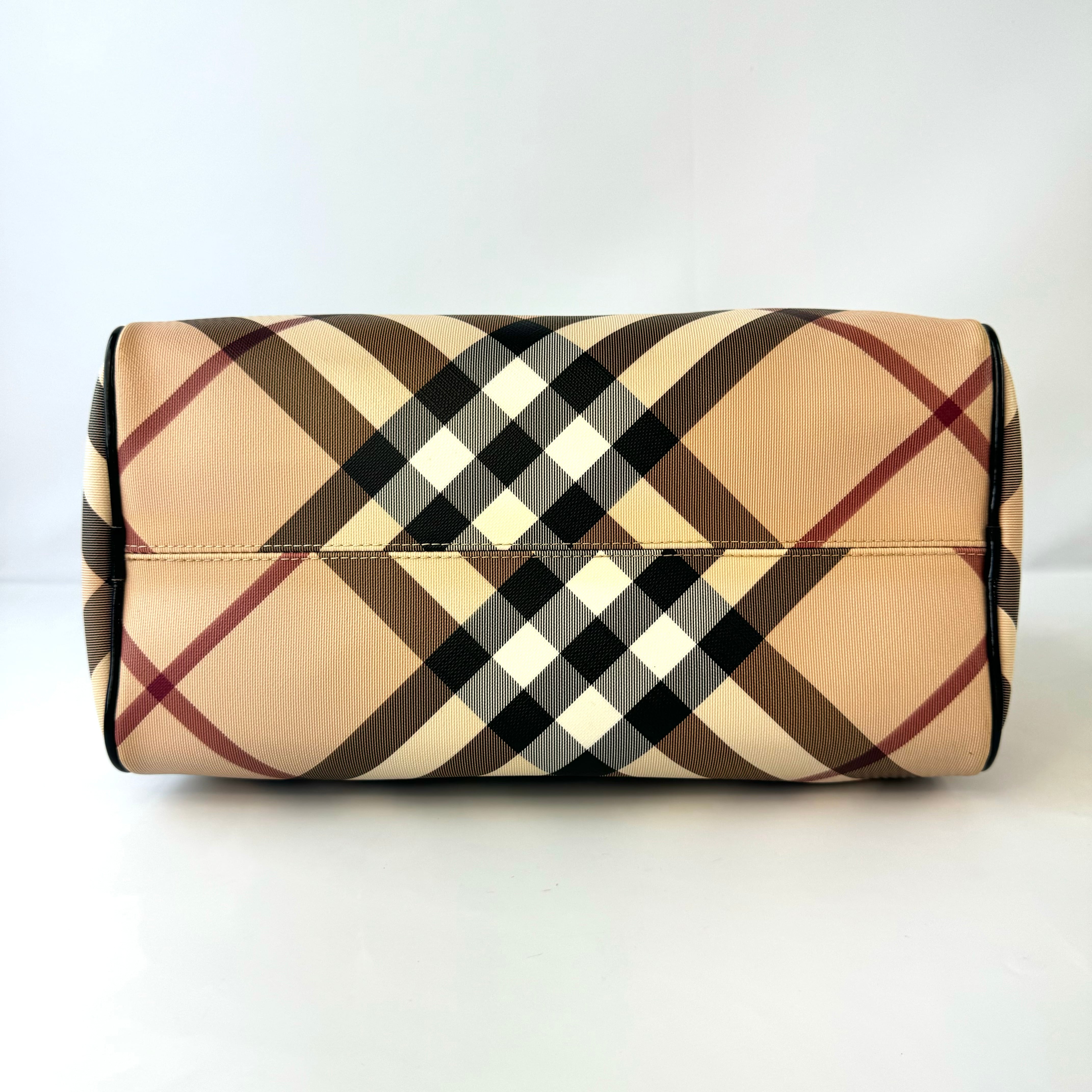 バーバリー ミニボストンバッグ ノバチェック メガチェック PVC×レザー