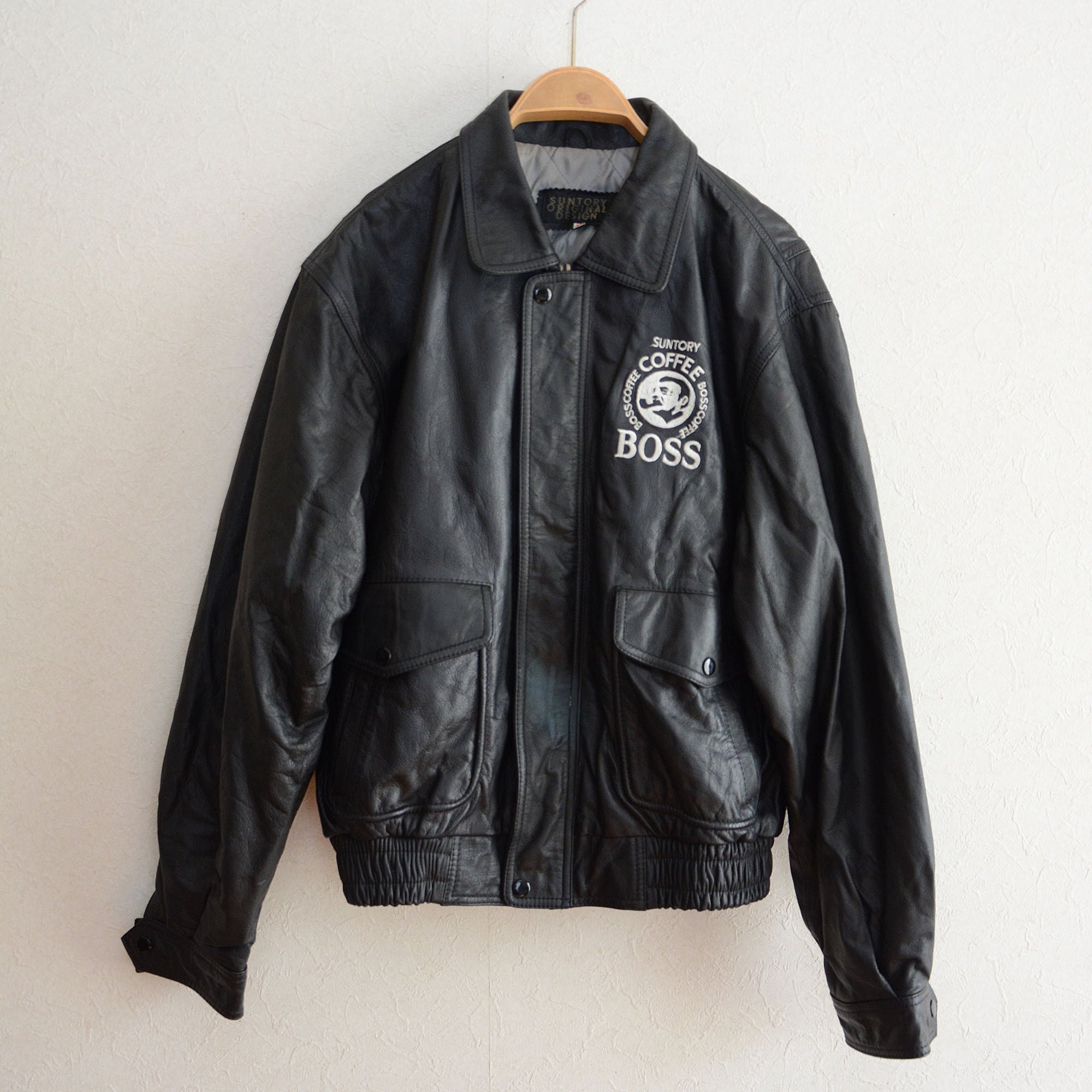 SUNTORY BOSS ボスジャン サントリー 1994 初代 刺繍ロゴ レザー