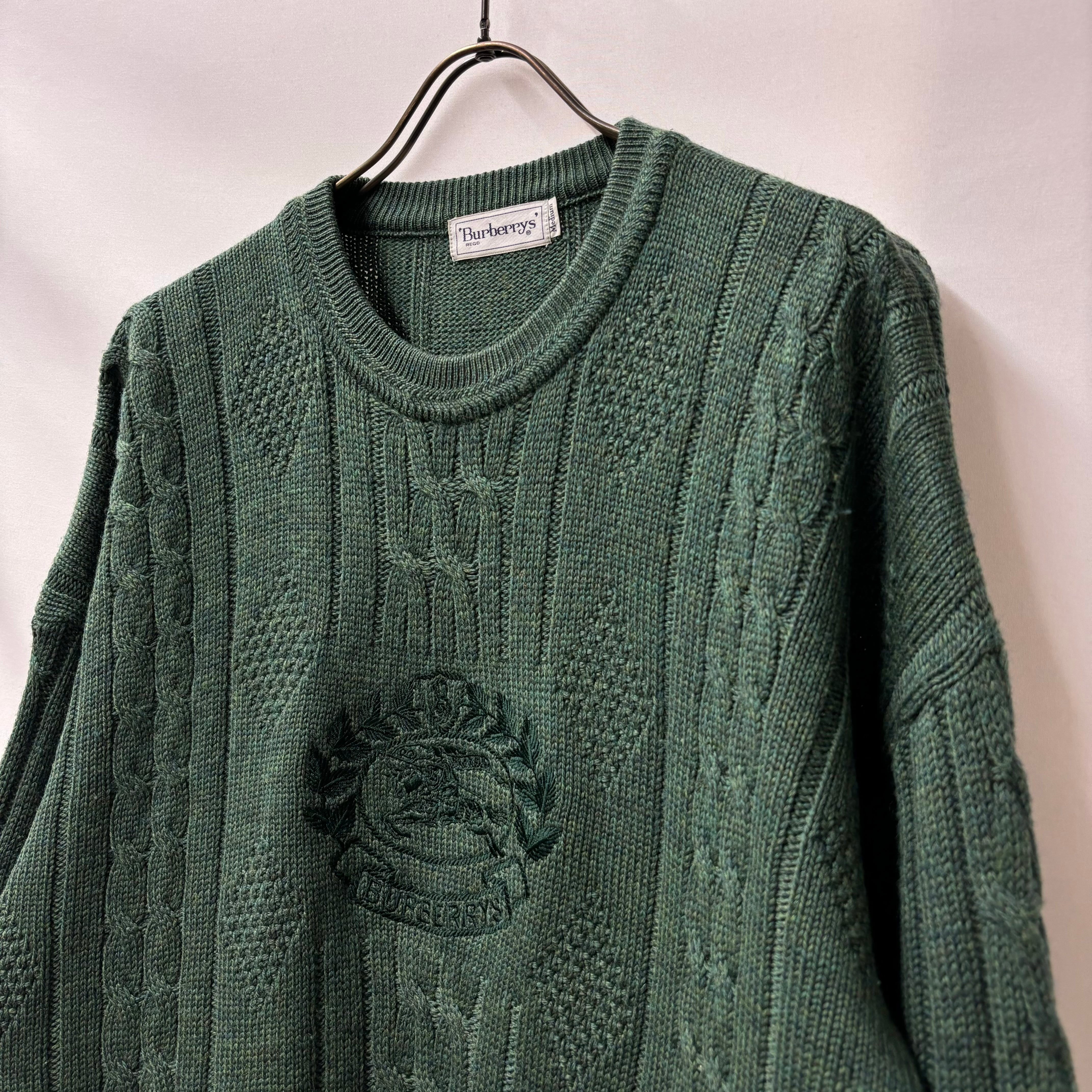 90s Burberrys knit バーバリー ニット/セーター burberry 緑 メランジ