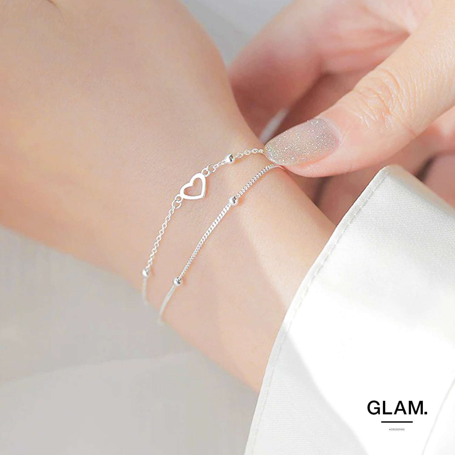 ダブルレイヤーハートチャームブレスレット | 金属アレルギーに悩む