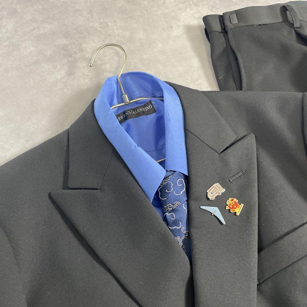 90s ヴィンテージ スーツ ダブル セットアップ ピンズvol.79 黒青 | Flog.