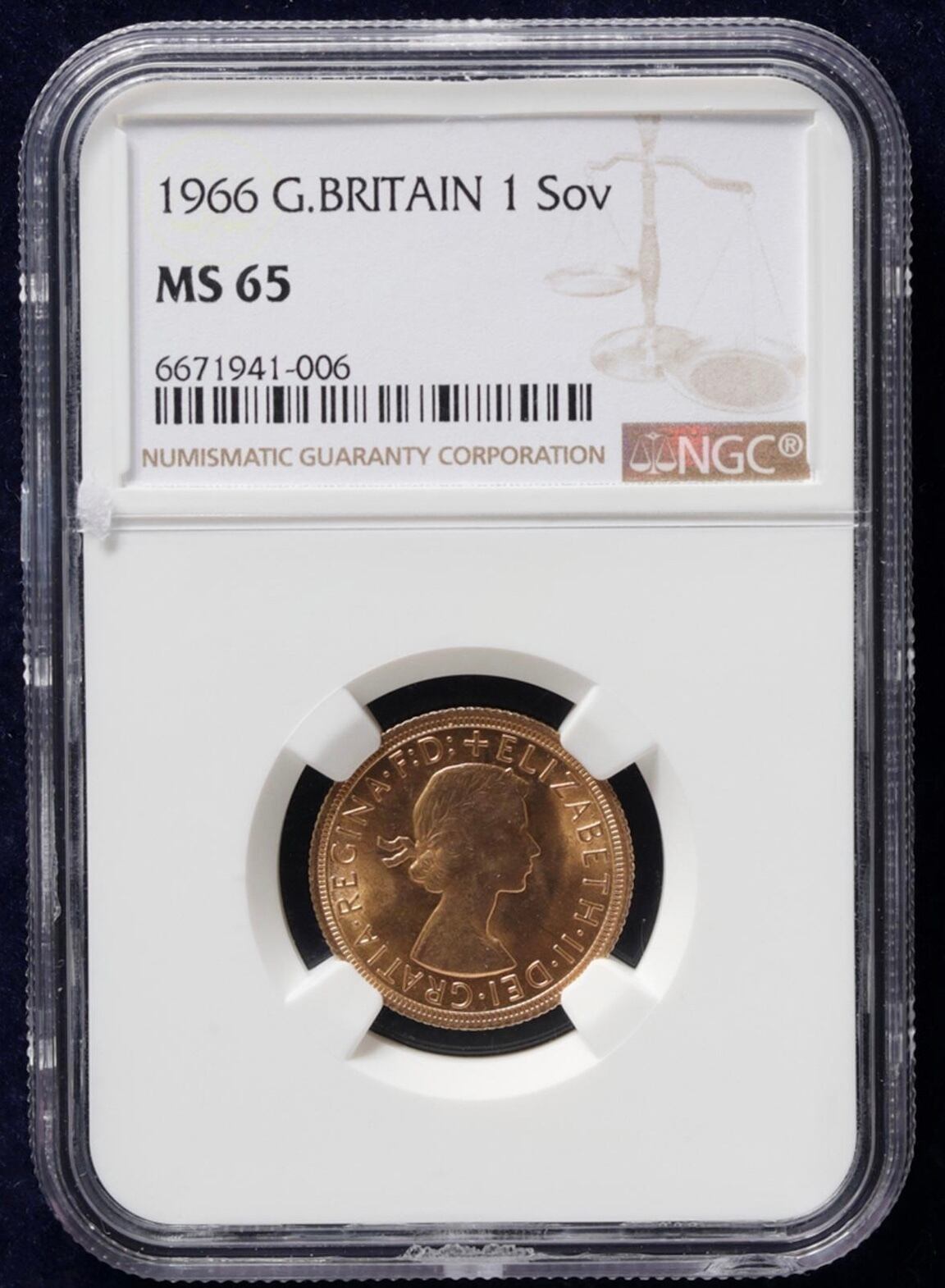 MS65】1966年発行 ヤング・エリザベス2世 ソヴリン金貨 | Coin