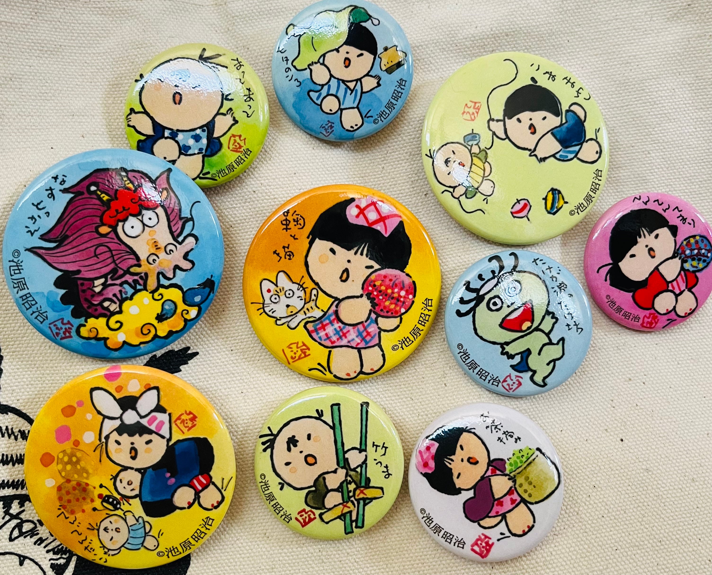 わらべ缶バッジ（小）「七夕のころ」 | 童絵作家 池原昭治のお店