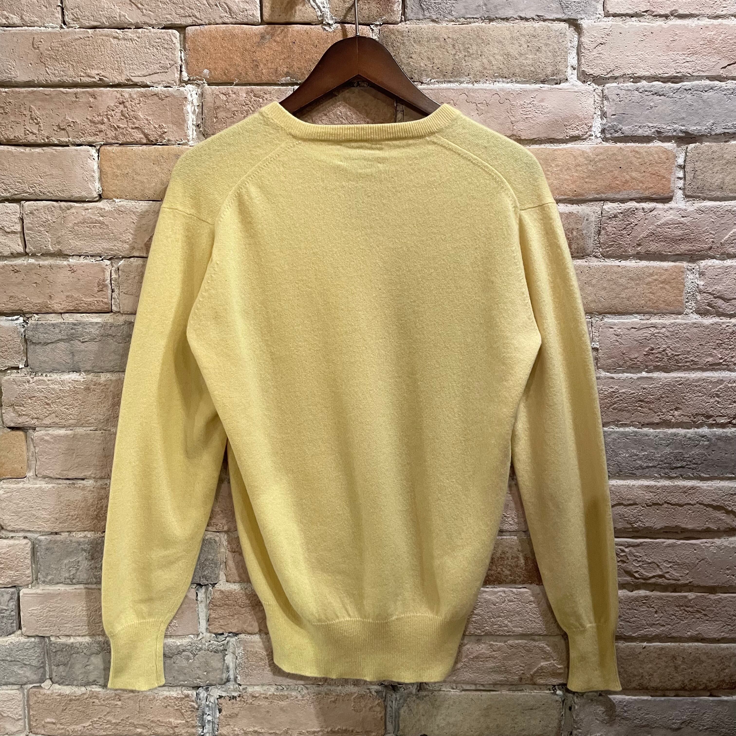 Aquascutum イングランド製 サイズ38 カシミヤ100% イエロー Vネック