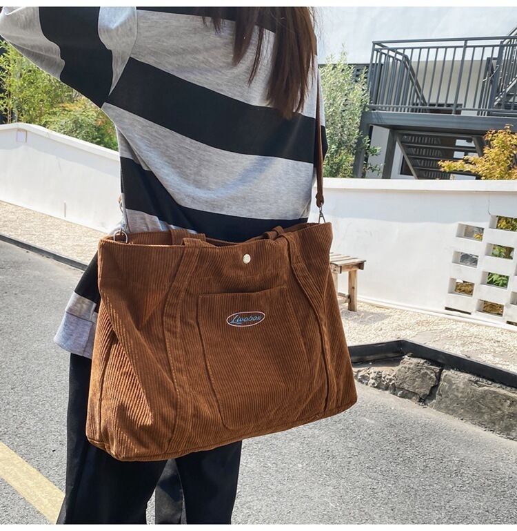 韓国コーデュロイトートバッグ レディース ショルダーバッグ
