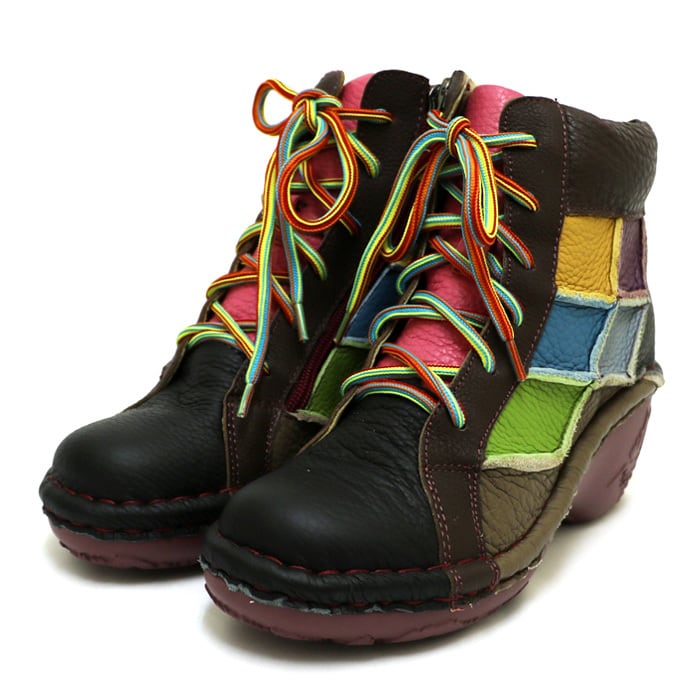 NK121【ﾚﾃﾞｨｰｽ】Estacion～エスタシオン～・レースアップ本革ウェッジ