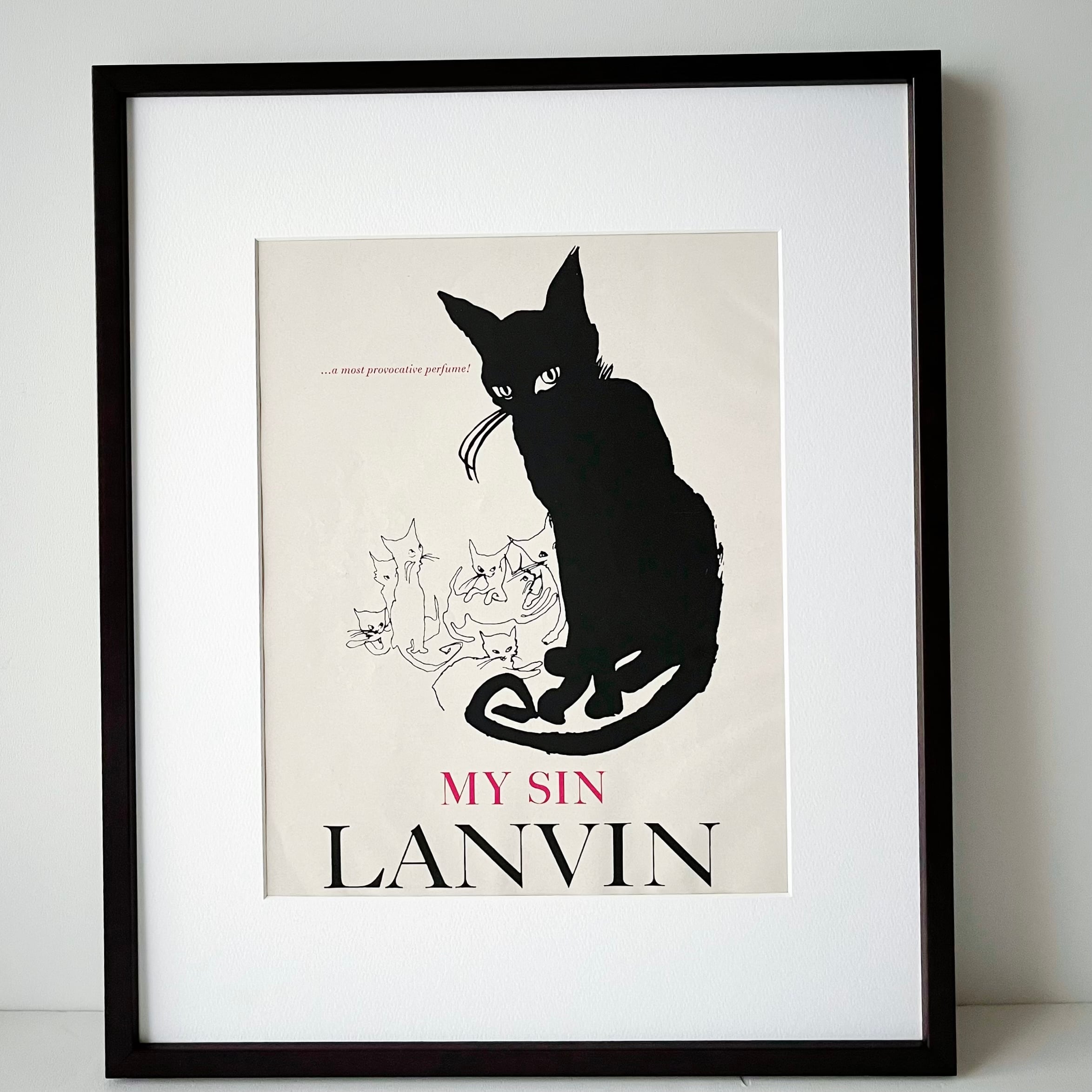 1960 広告＞LANVIN ランバン 黒猫 ポスター ヴィンテージ アート