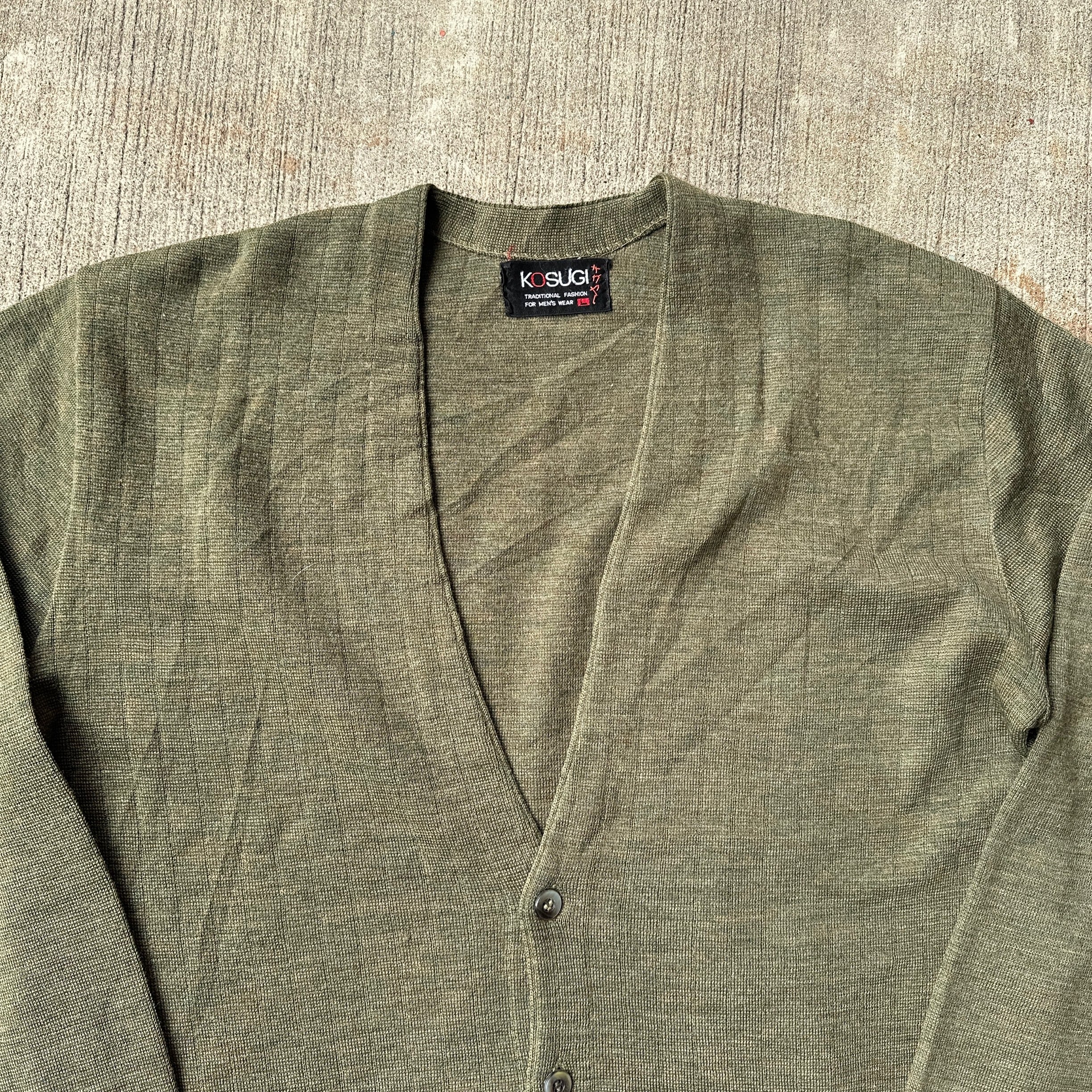 KOSUGI Knit Cardigan SIZE L ニットカーディガン カーキ【3000円均一