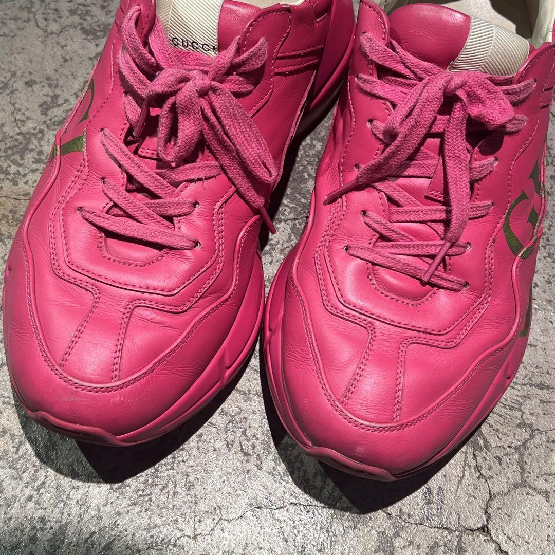 GUCCI グッチ RHYTON スニーカー ピンク 薄汚れ SIZE9 約28cm 【表参道