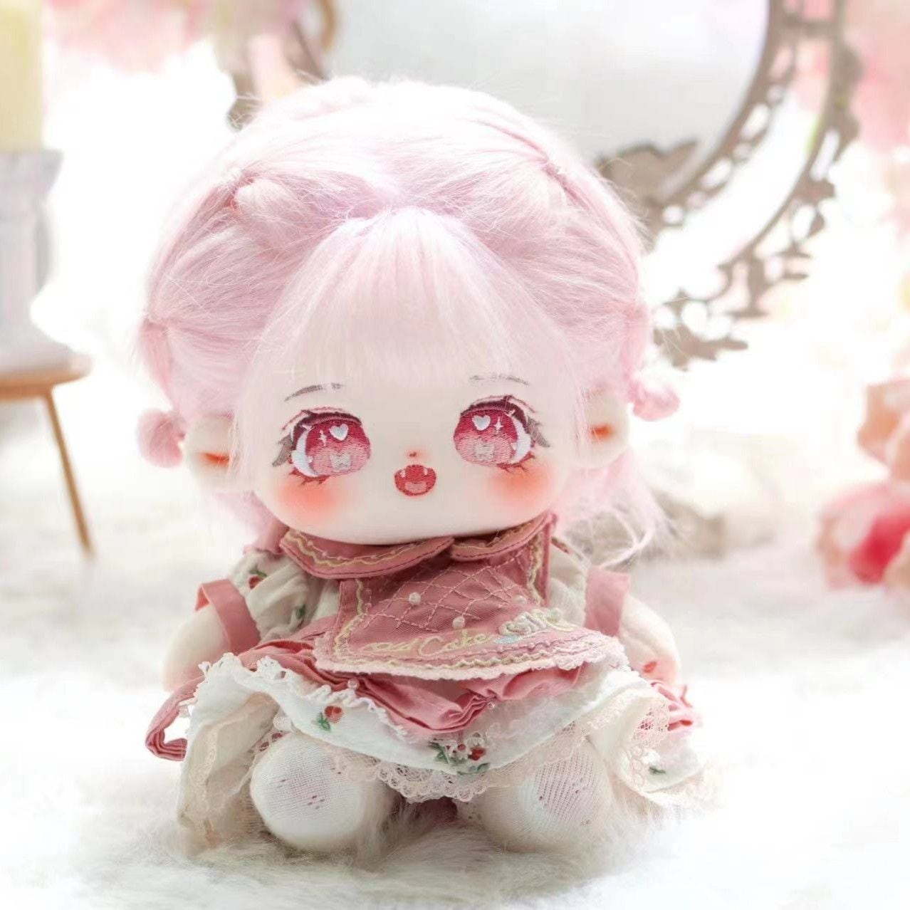 無属性 ぬいぐるみ 20cm 着せ替えぬいぐるみ ピンク髪ピンク目女の子