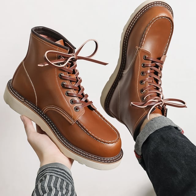 予約販売】ブーツ レザー 革靴 ハイカット メンズ 靴 ブラウン
