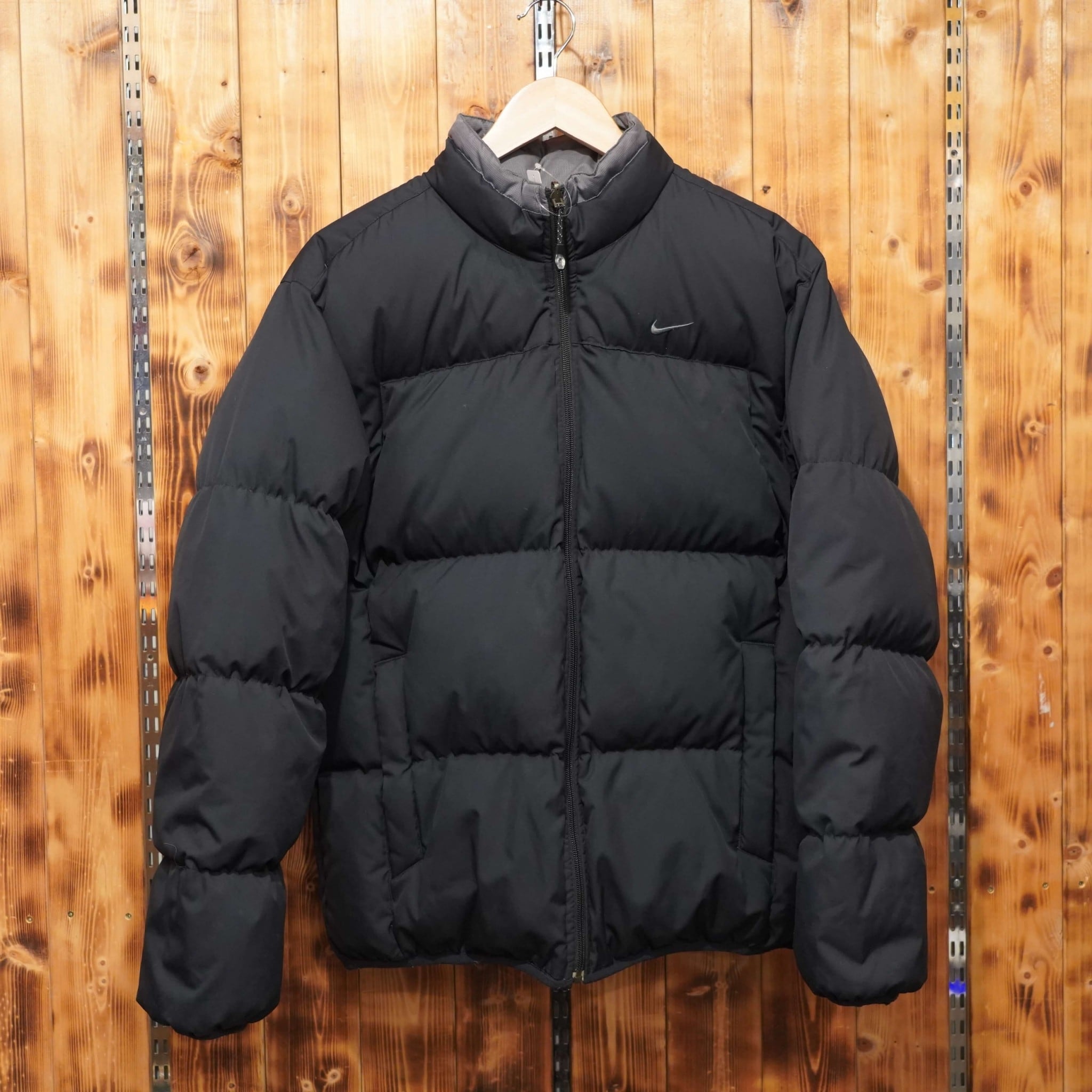 00s nike リバーシブル ダウンジャケット M/ナイキ 黒 グレー | 古着屋