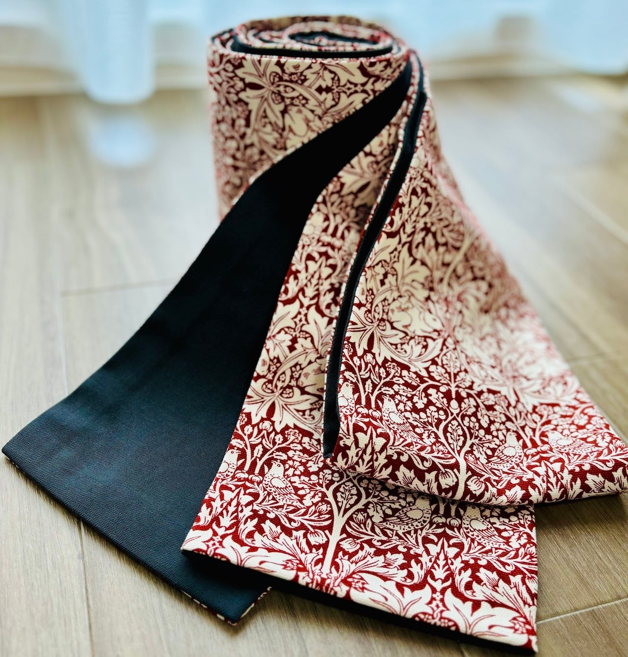 リバーシブル半幅帯（ウィリアムモリス✖️チャコールグレー