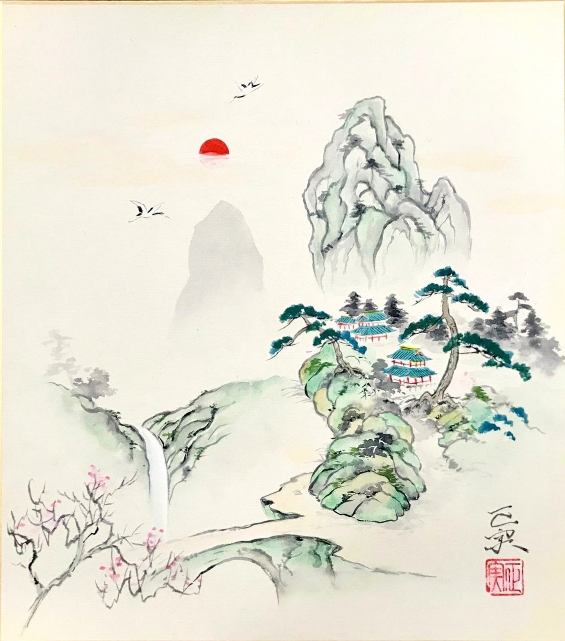 石田正美「蓬莱山」色紙絵 | 吉村唐木店 WEBSHOP