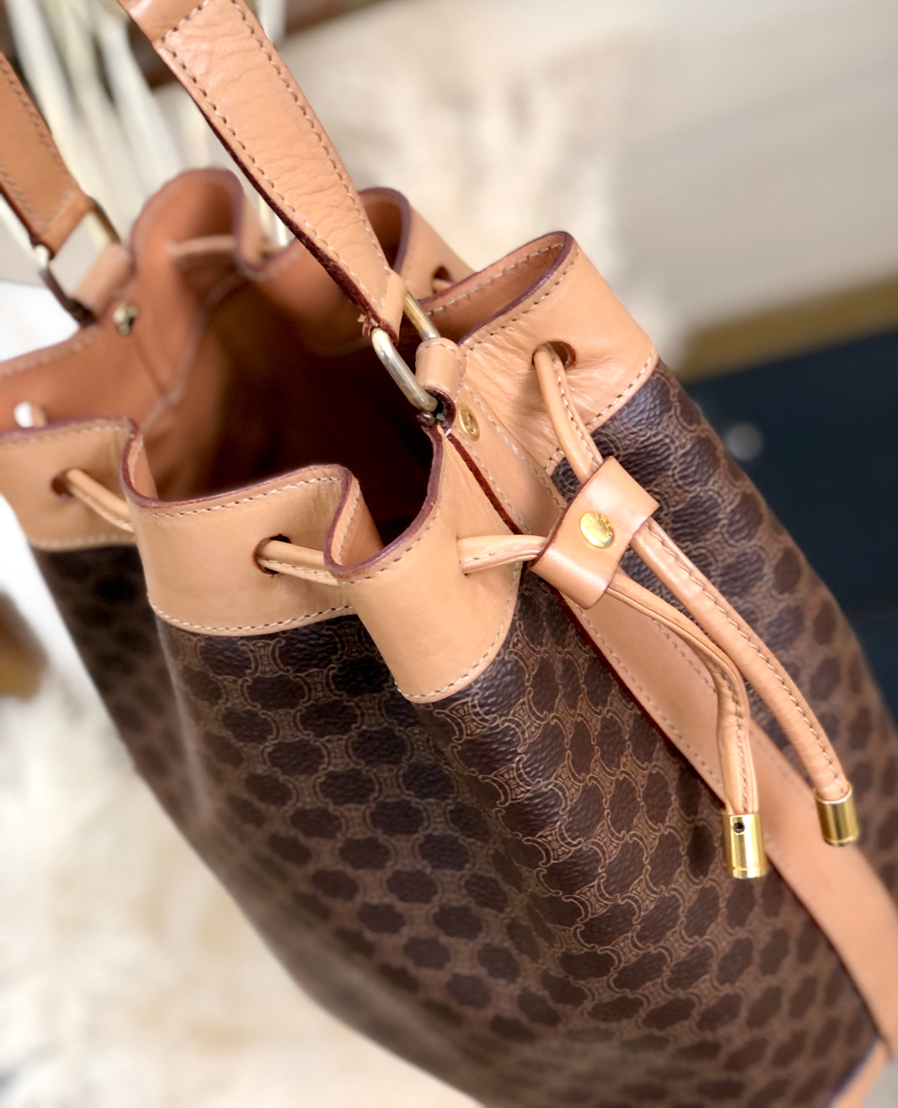 CELINE セリーヌ マカダム 巾着 ミニバッグ ショルダーバッグ ブラウン