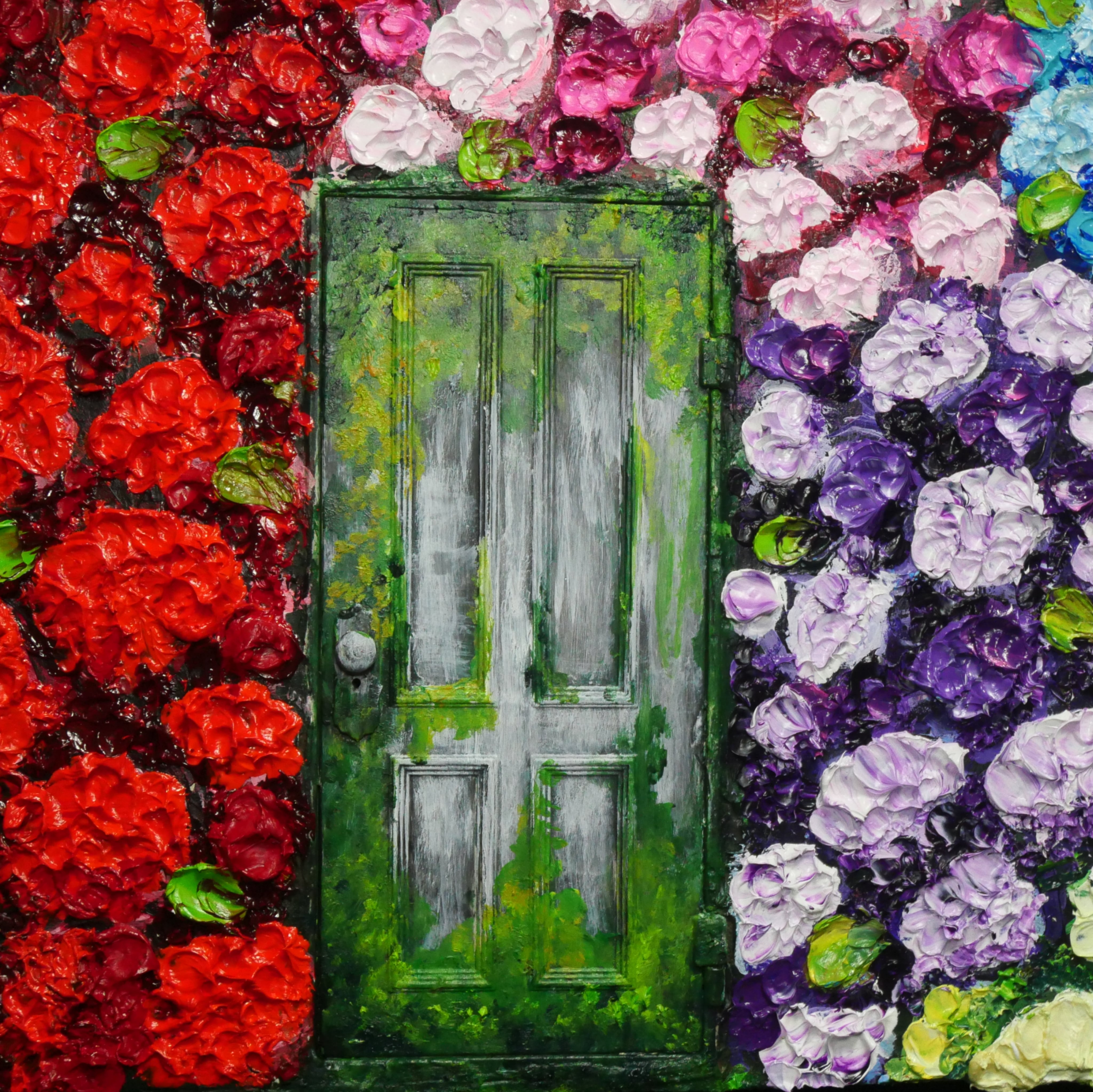 油絵 油彩 油彩画 絵画 絵【扉の先の紫陽花の階段】 | HIROSHI1990