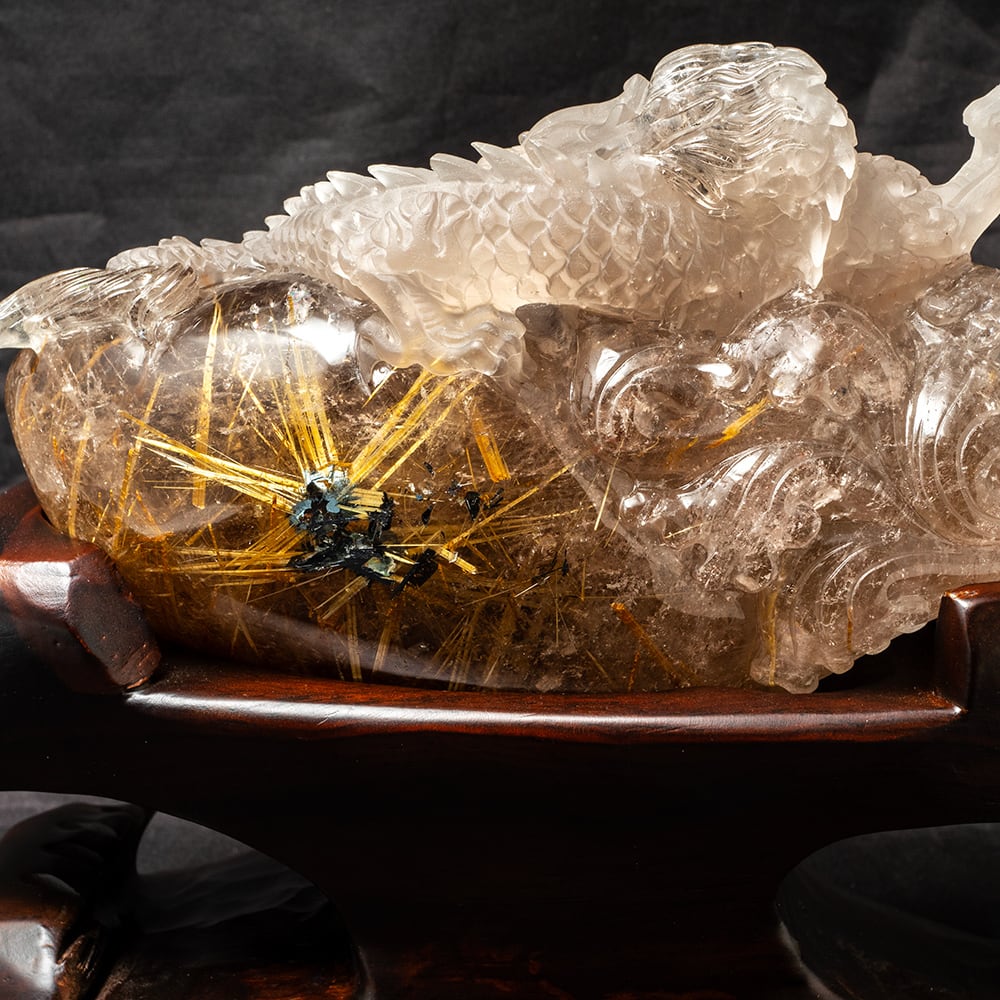 ルチルクォーツ 龍 置物 風水 開運祈願 金運祈願 開運 金運 財産運