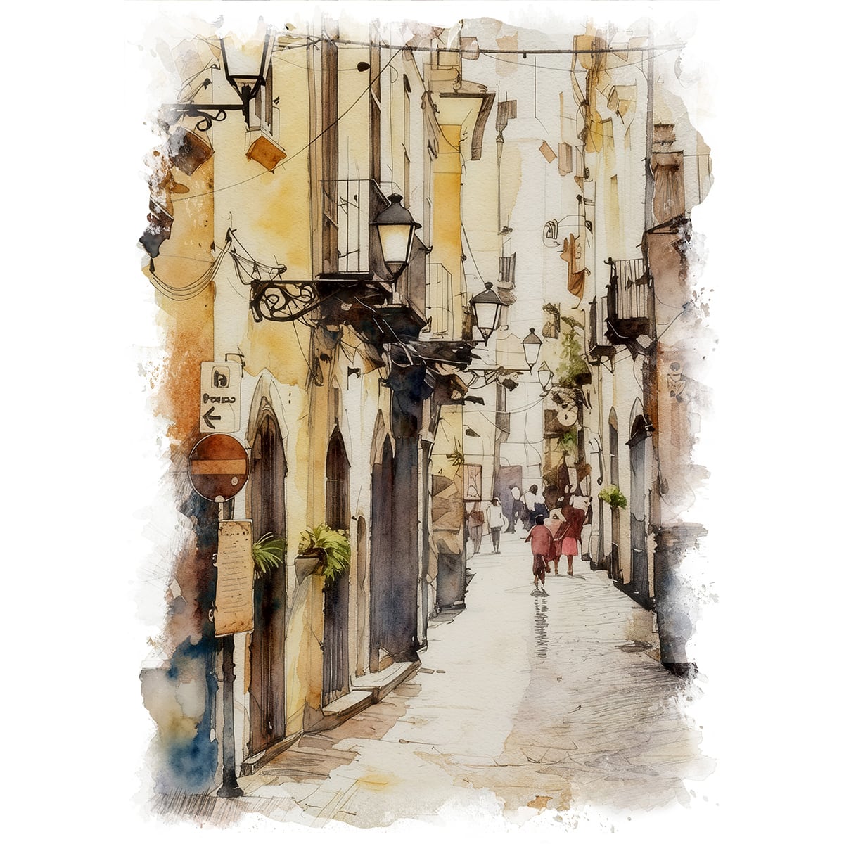 絵画 イタリア 風景画(街並み) アマルフィ インテリアアート額付き