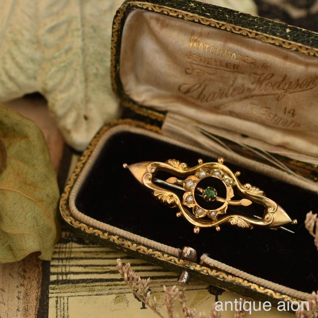 英国アンティーク 19世紀後期頃 ヴィクトリア朝時代 9ctゴールド 天然