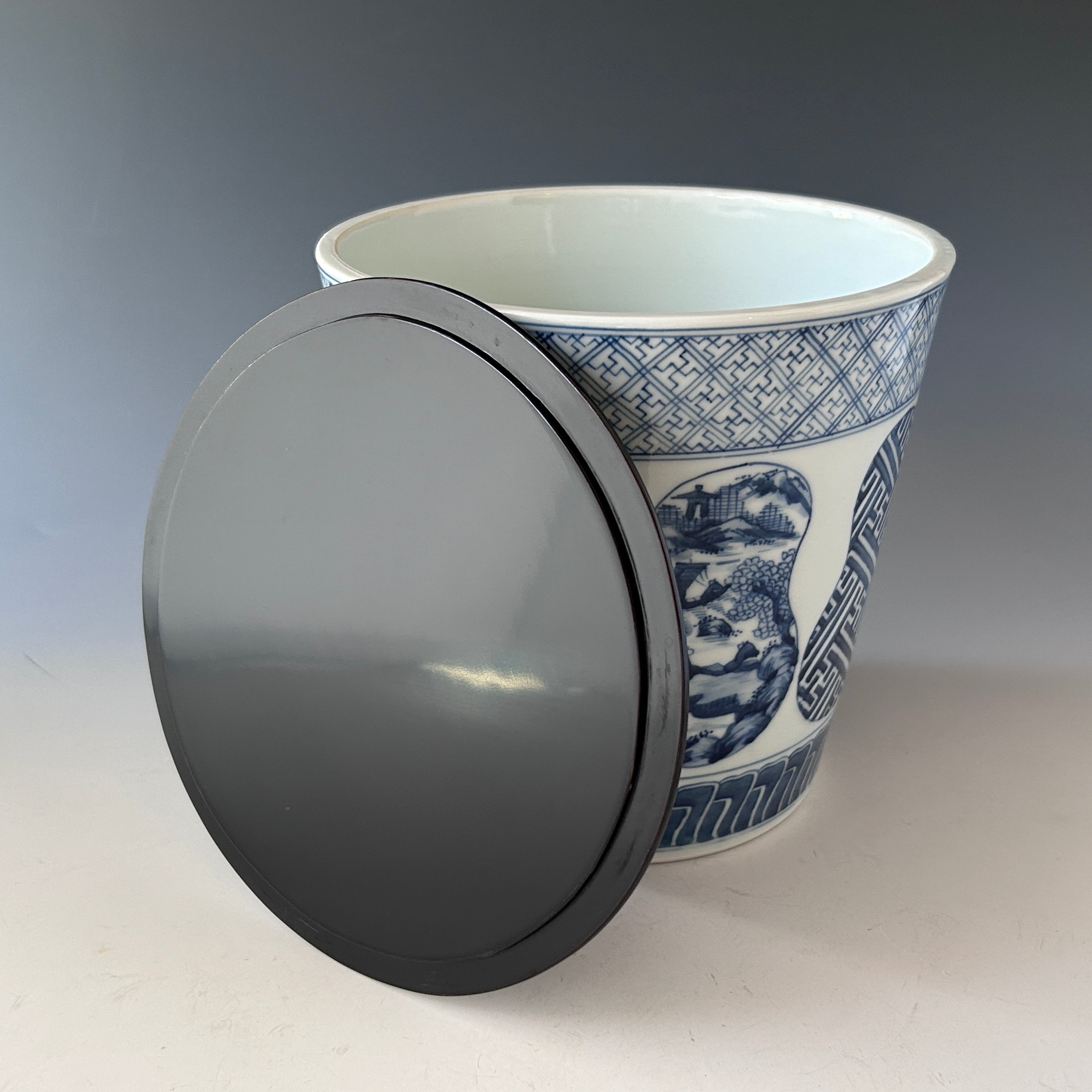 茶道具 染付 瓢型 水指 西村徳泉 共箱 京焼 塗蓋 稽古 茶会 陶芸