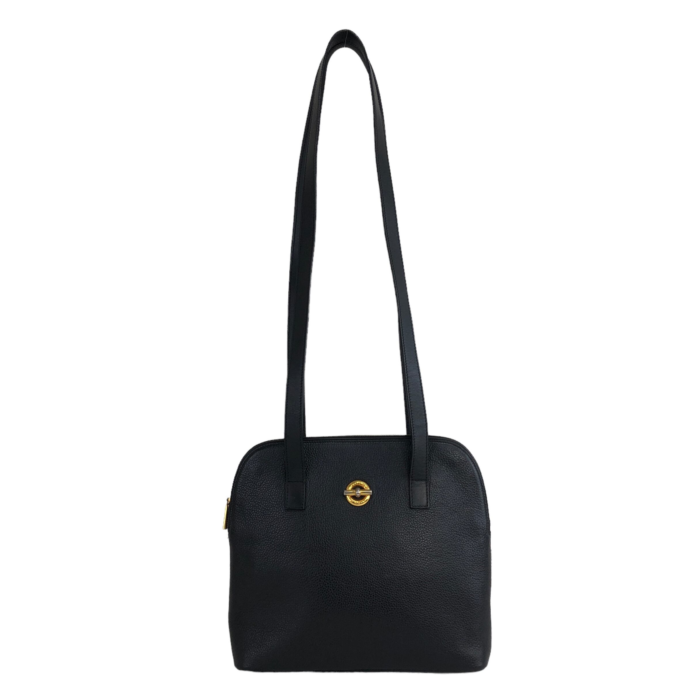 CELINE セリーヌ マンテル レザー ショルダーバッグ ブラック vintage