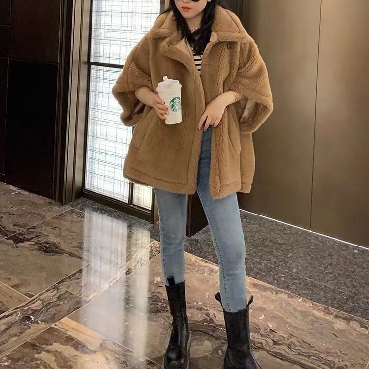 テディベアコート ベアポンチョ ミルクティベージュ Sサイズ