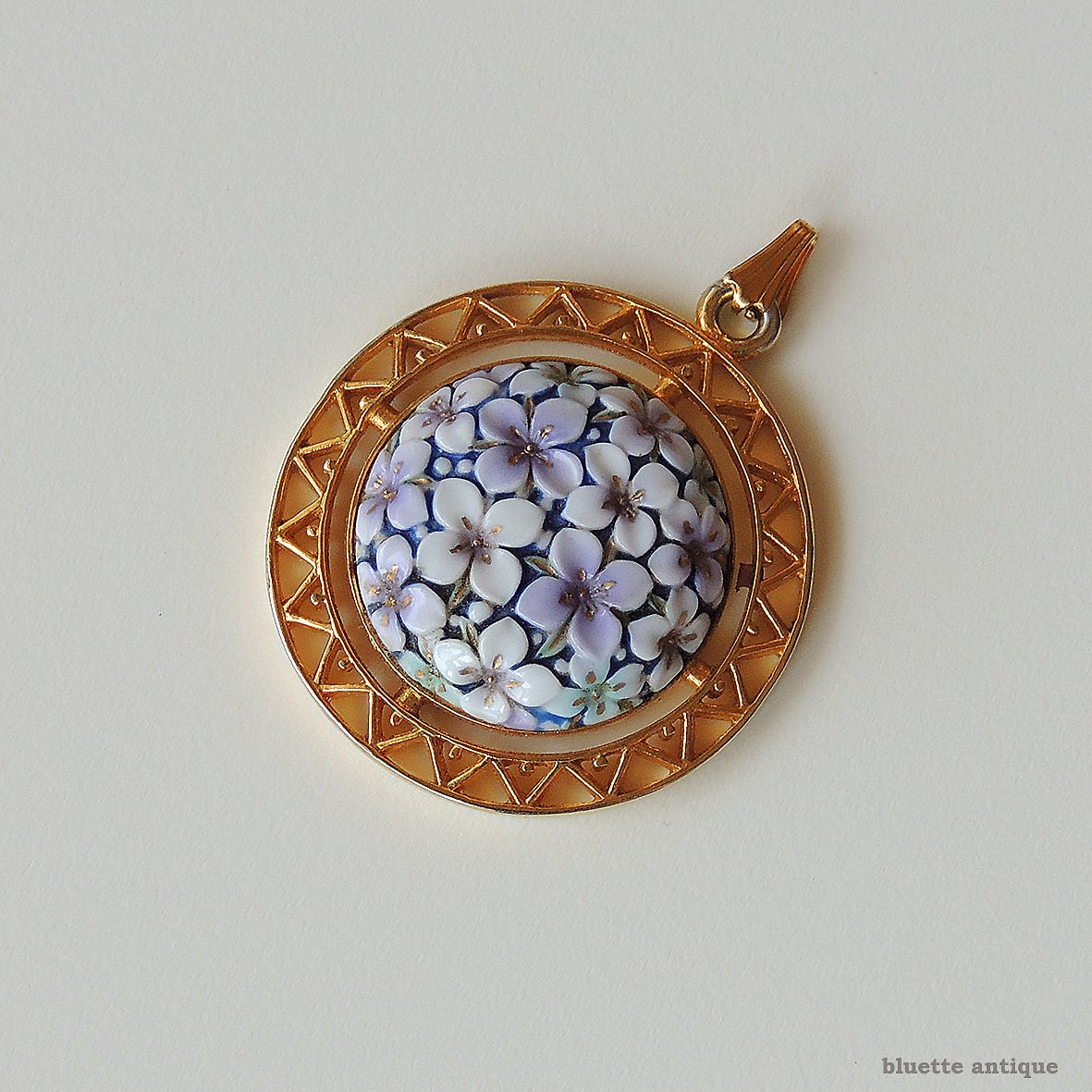 ヴィンテージ トシカネジュエリー 有田焼 紫陽花 ペンダントトップ
