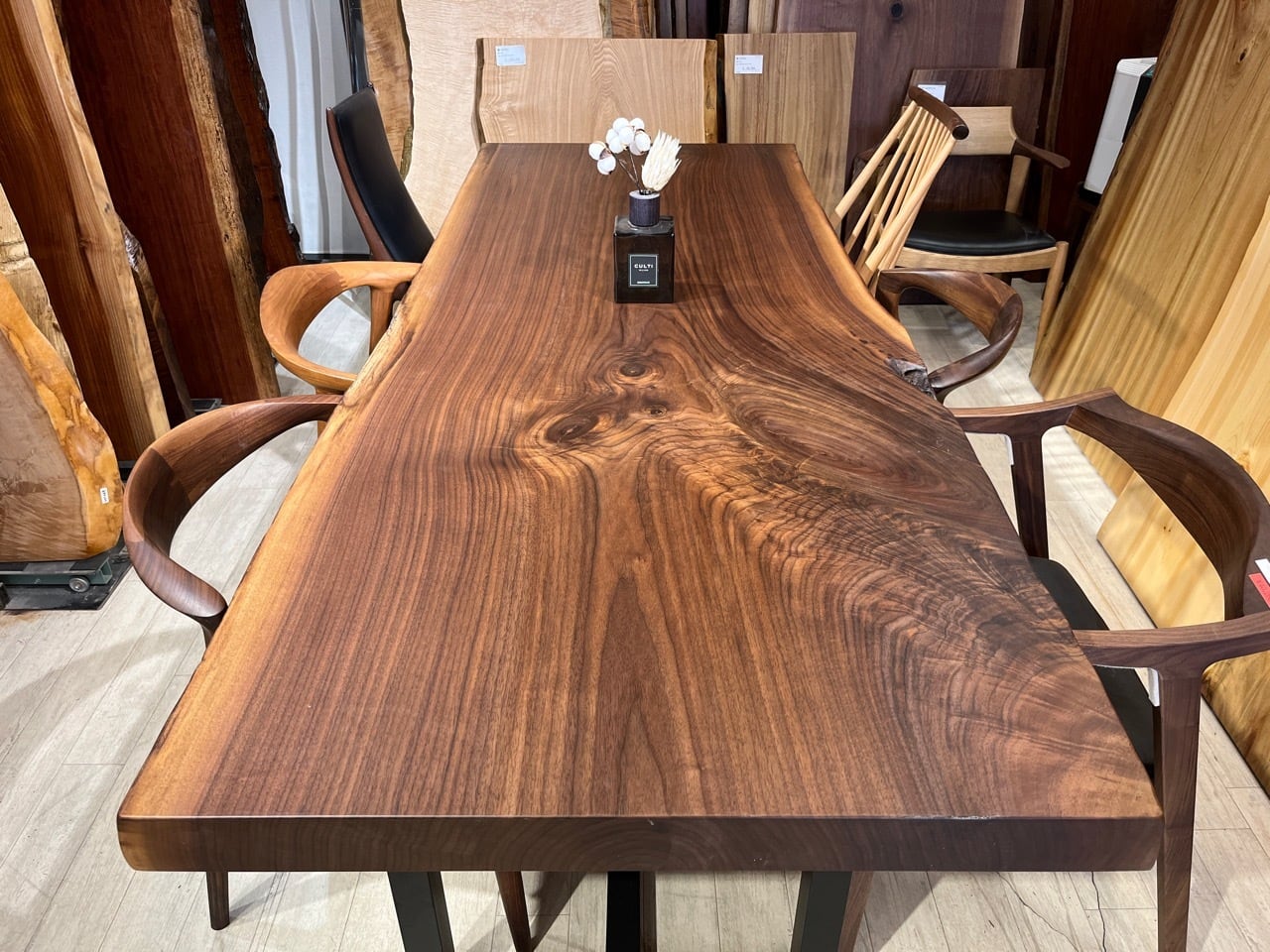 リノリウム×タモ サイドテーブル カフェテーブル ハンドメイド