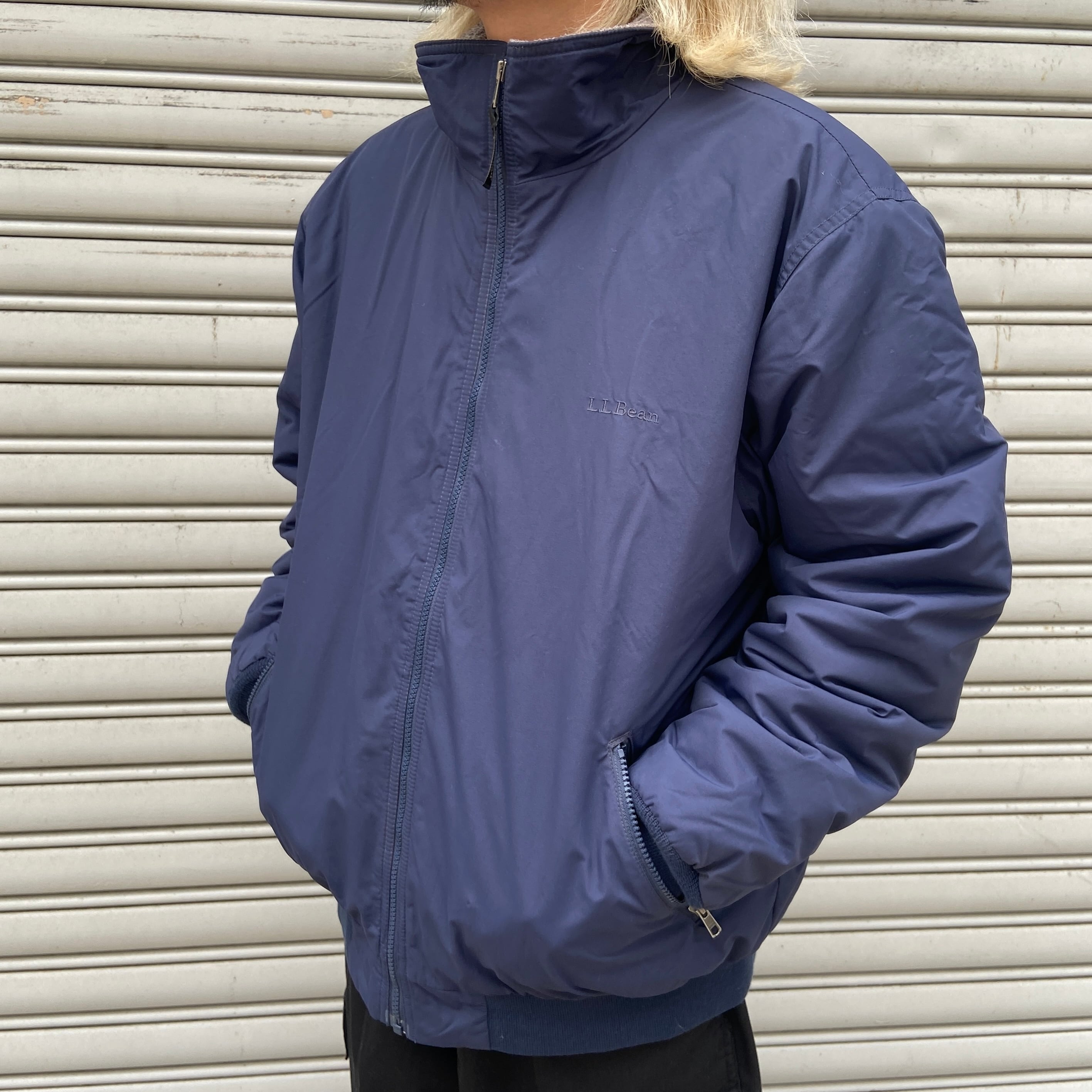 00s エルエルビーン ウォームアップジャケット ナイロンジャケット 紺