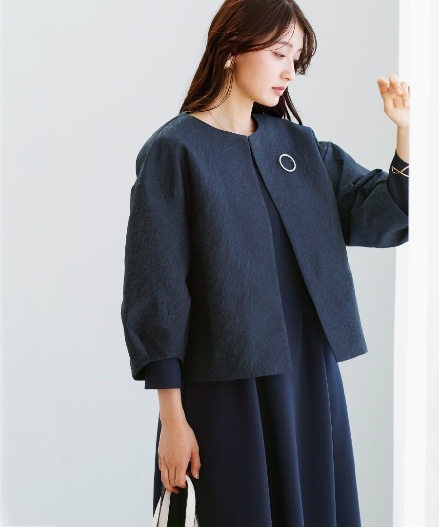 洗える・ストレッチ 】 スムースダンボール・タックフレアワンピース