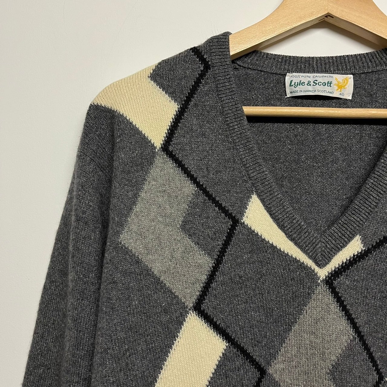 70's Lyle & Scott ライルアンドスコット アーガイル Vネック カシミア