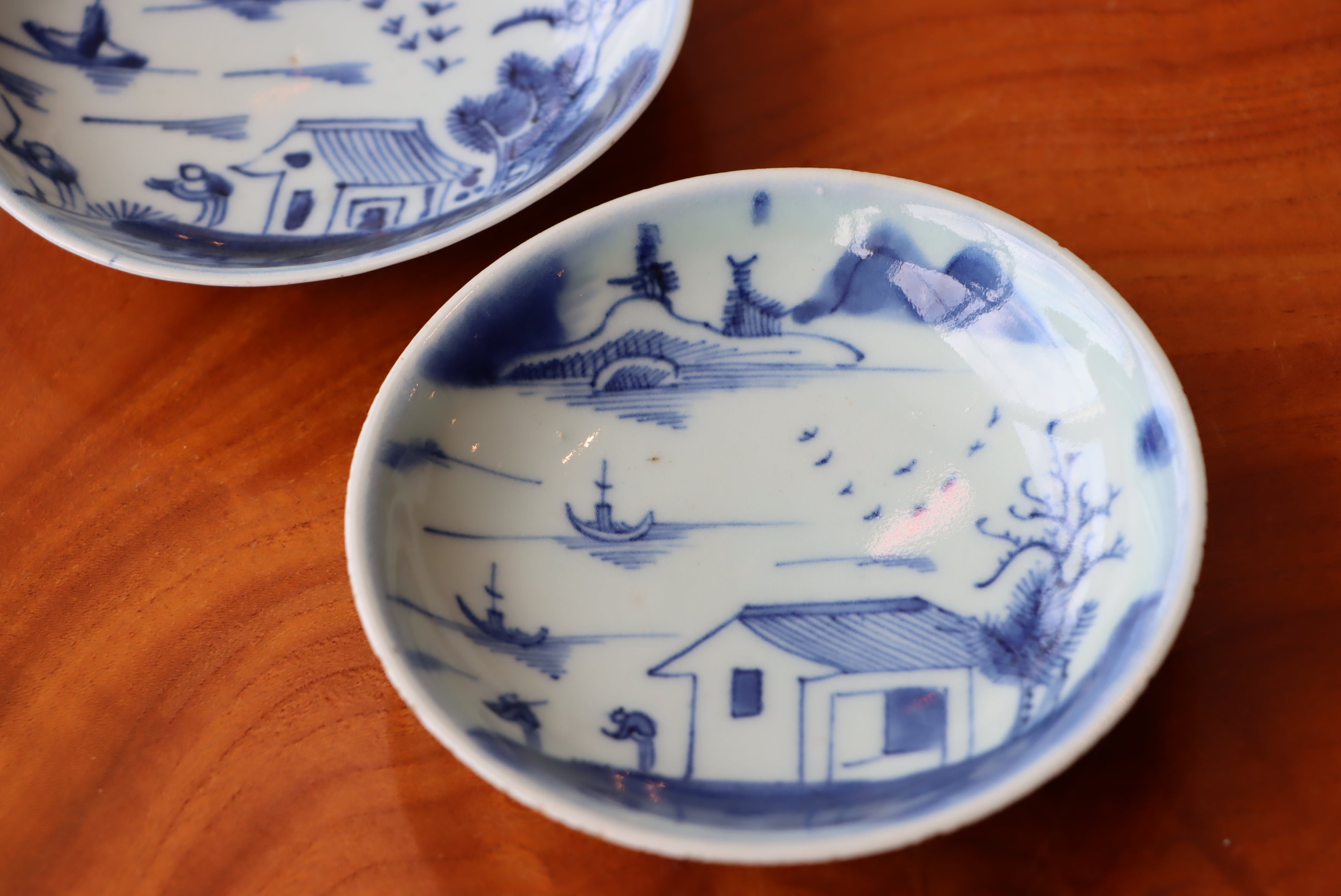 小皿 中国 新渡 染付 風景人物文 | (有)新原美術