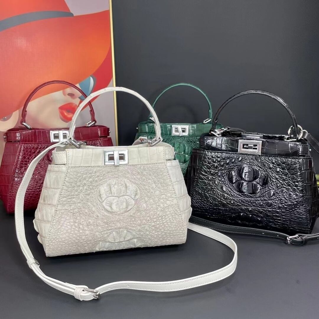 希少品 ヒマラヤホワイト クロコダイル ワニ革本物 レディースバッグ