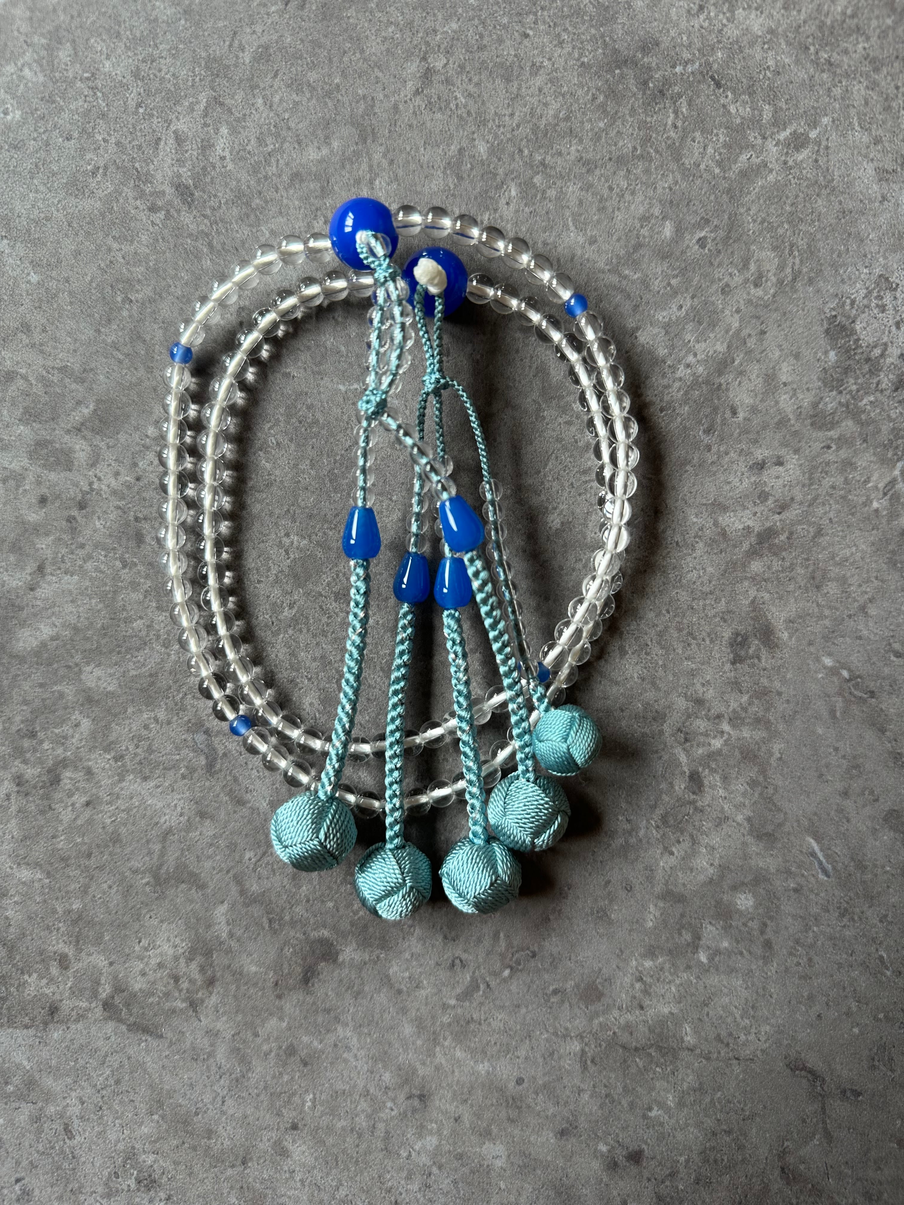 8寸】水晶 青瑪瑙仕立 | 誠心堂 三河屋珠数店