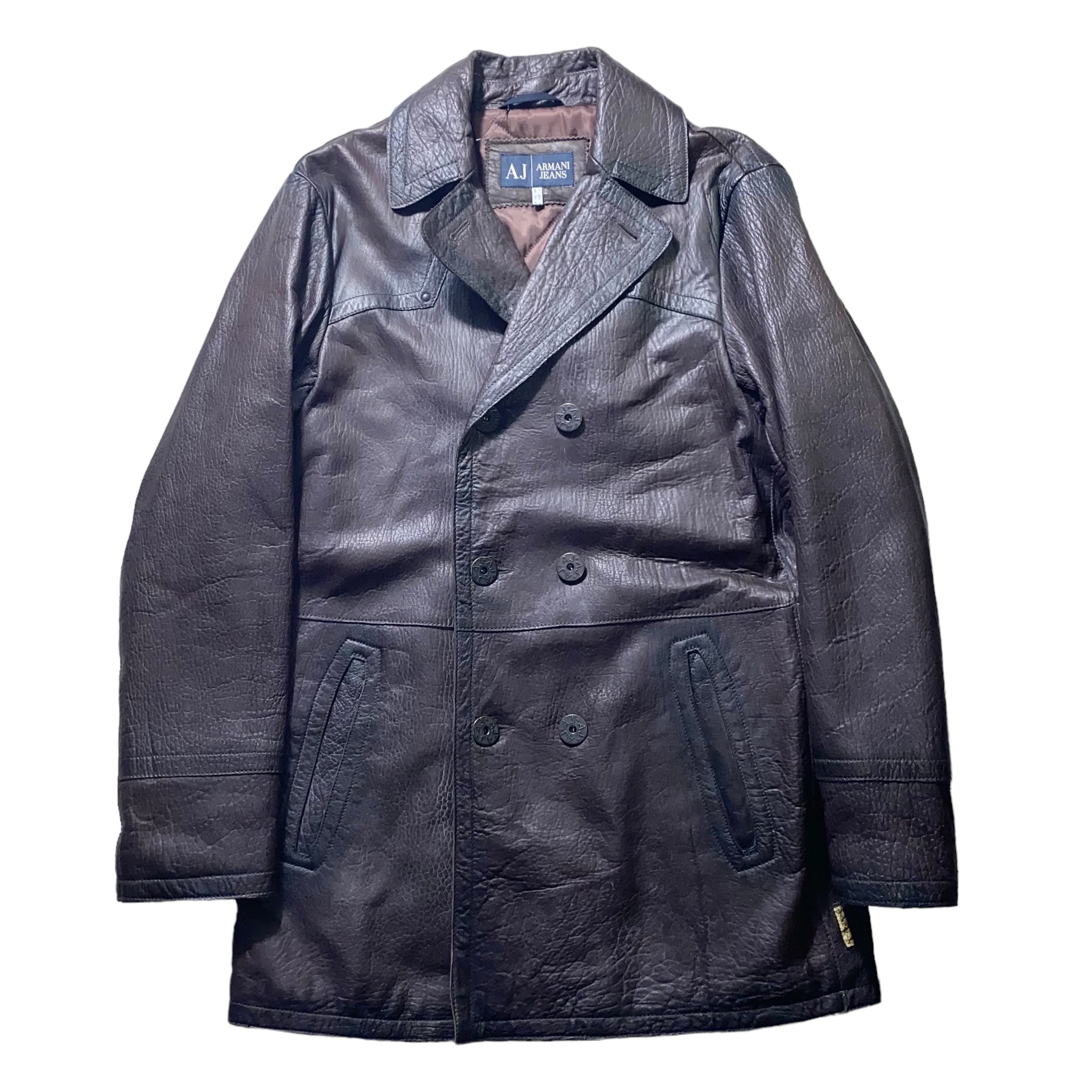 vintage ARMANI JEANS leather half coat | NOIR ONLINE