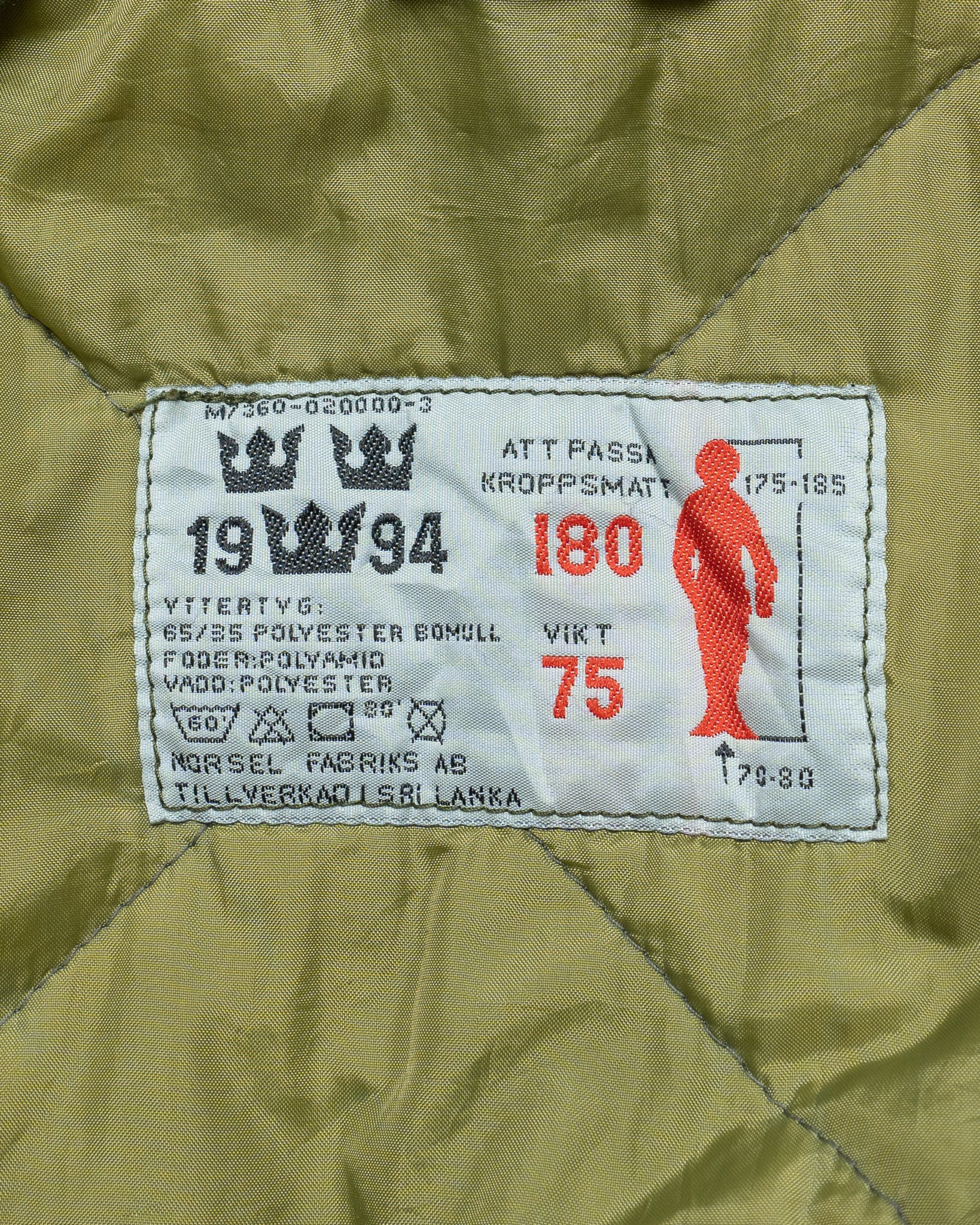 180/75】Swedish Army M-90 Cold Weather Parka Late model 