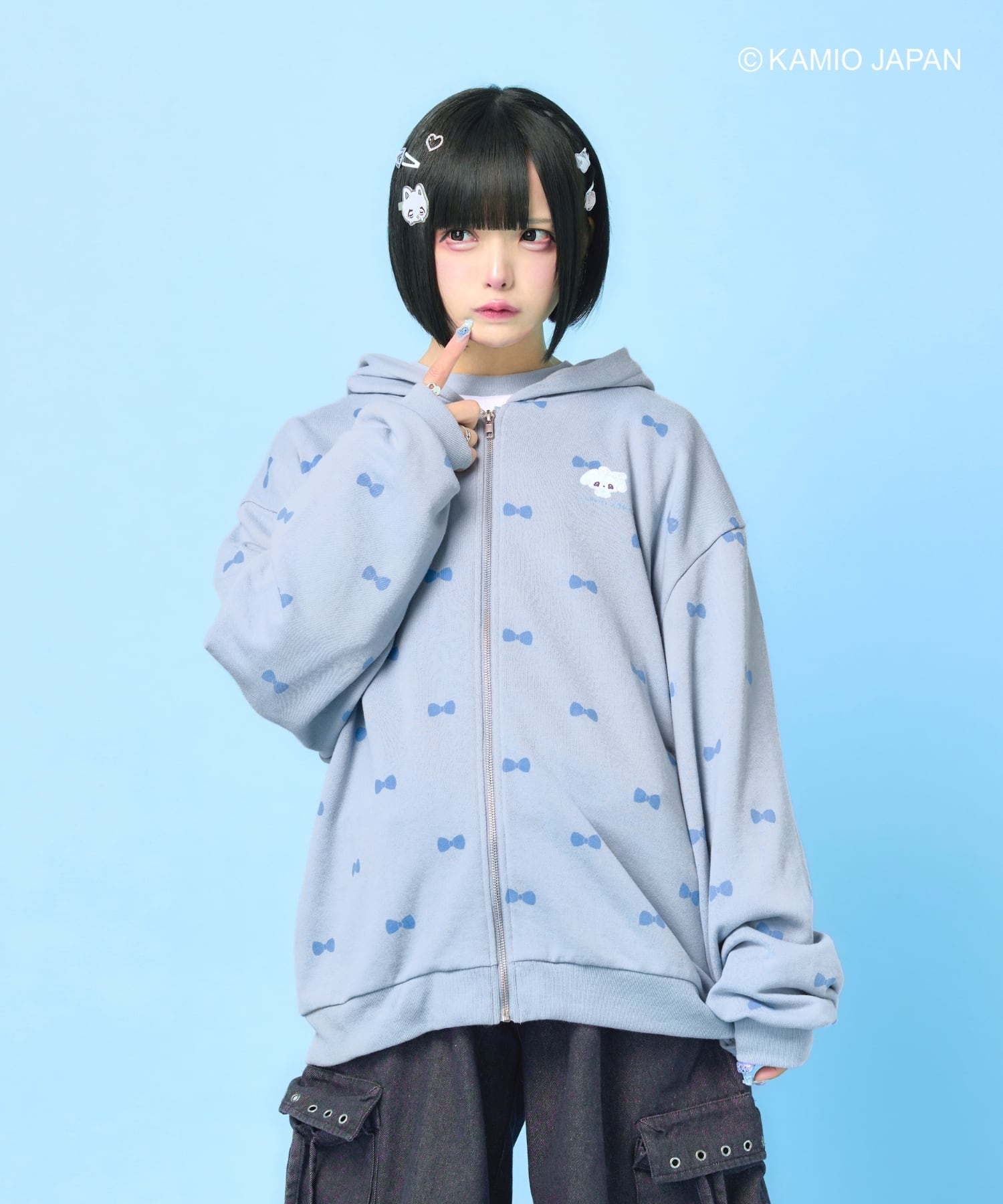 リボンまみれ☆まじベリコラボZIPパーカー(サックス) | Hauls
