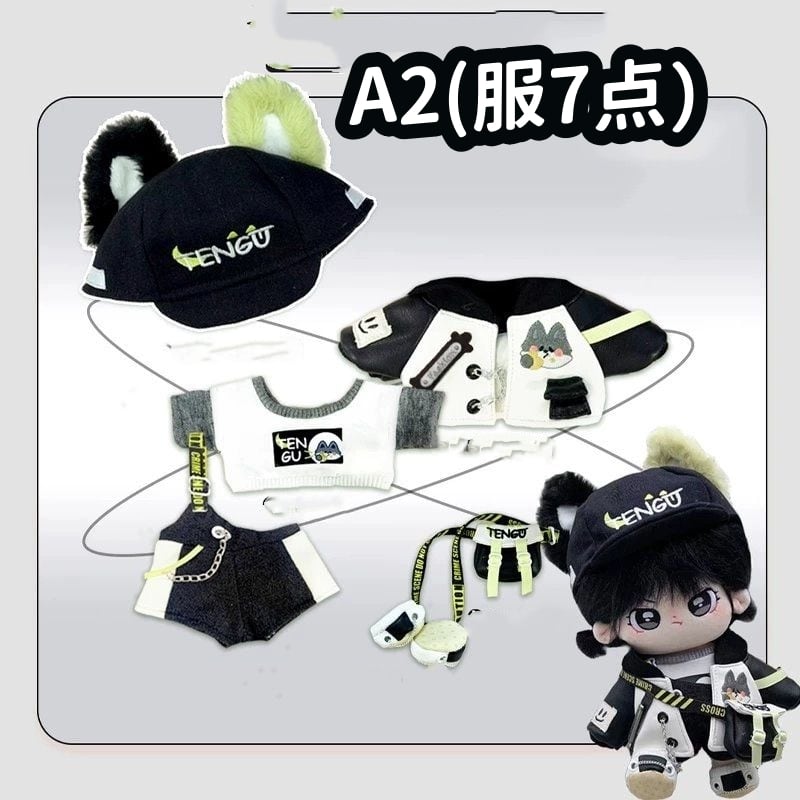 7セット 20cm 着せ替えぬいぐるみ用服 パンダ 狼コスチューム 着せ替え