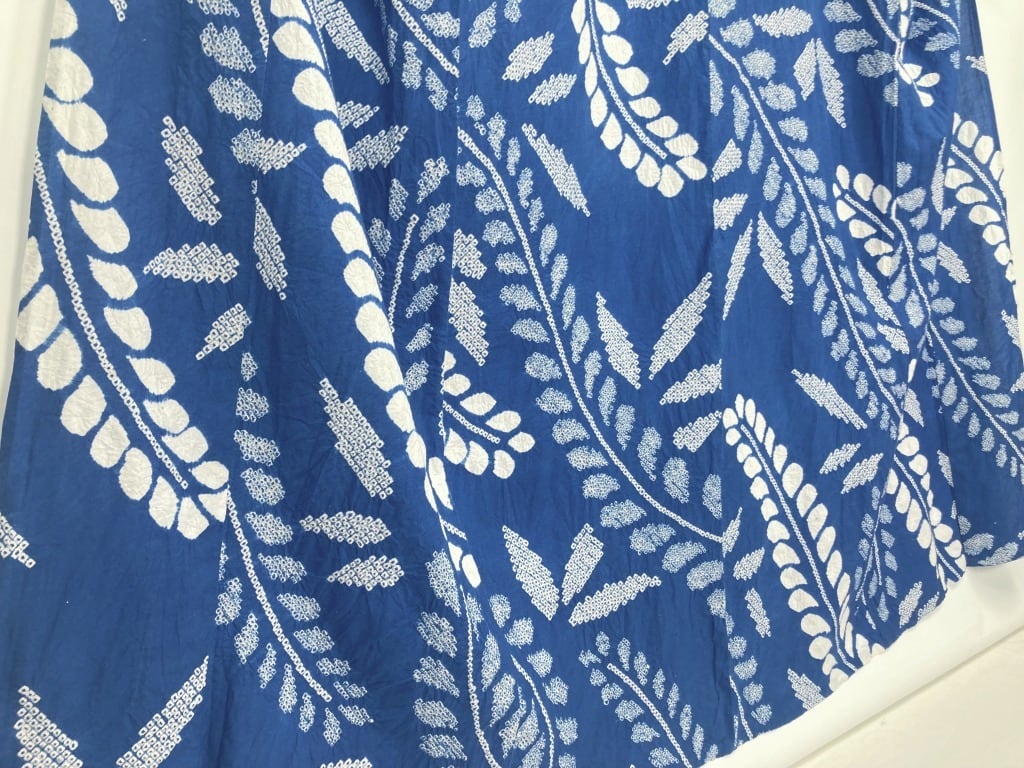 有松絞り【浴衣】希少品 藤の花 綿 夏着物 有松鳴海絞り 青 白 群青色